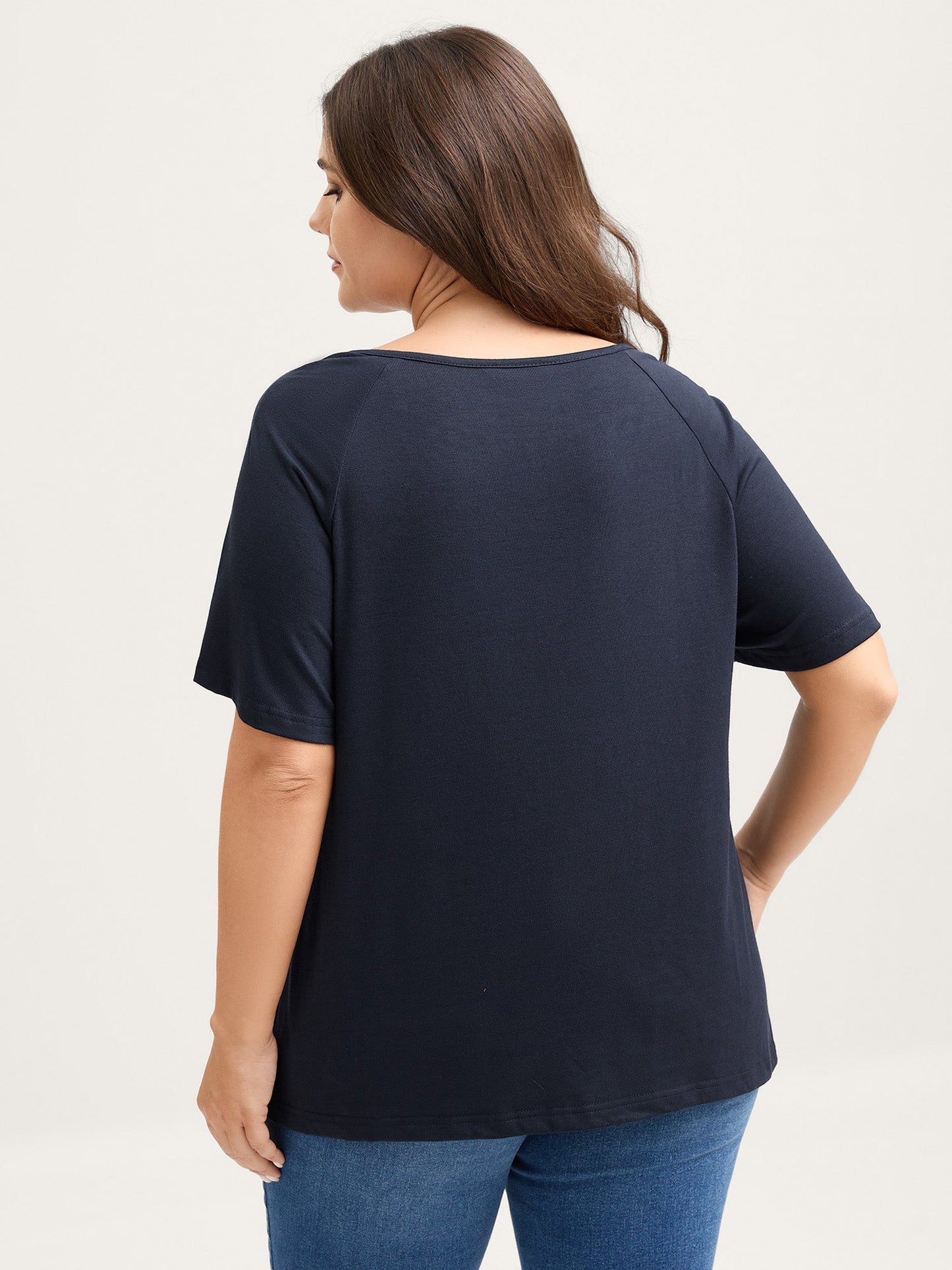 Neckline Sheer Lace Neck T-Shirt