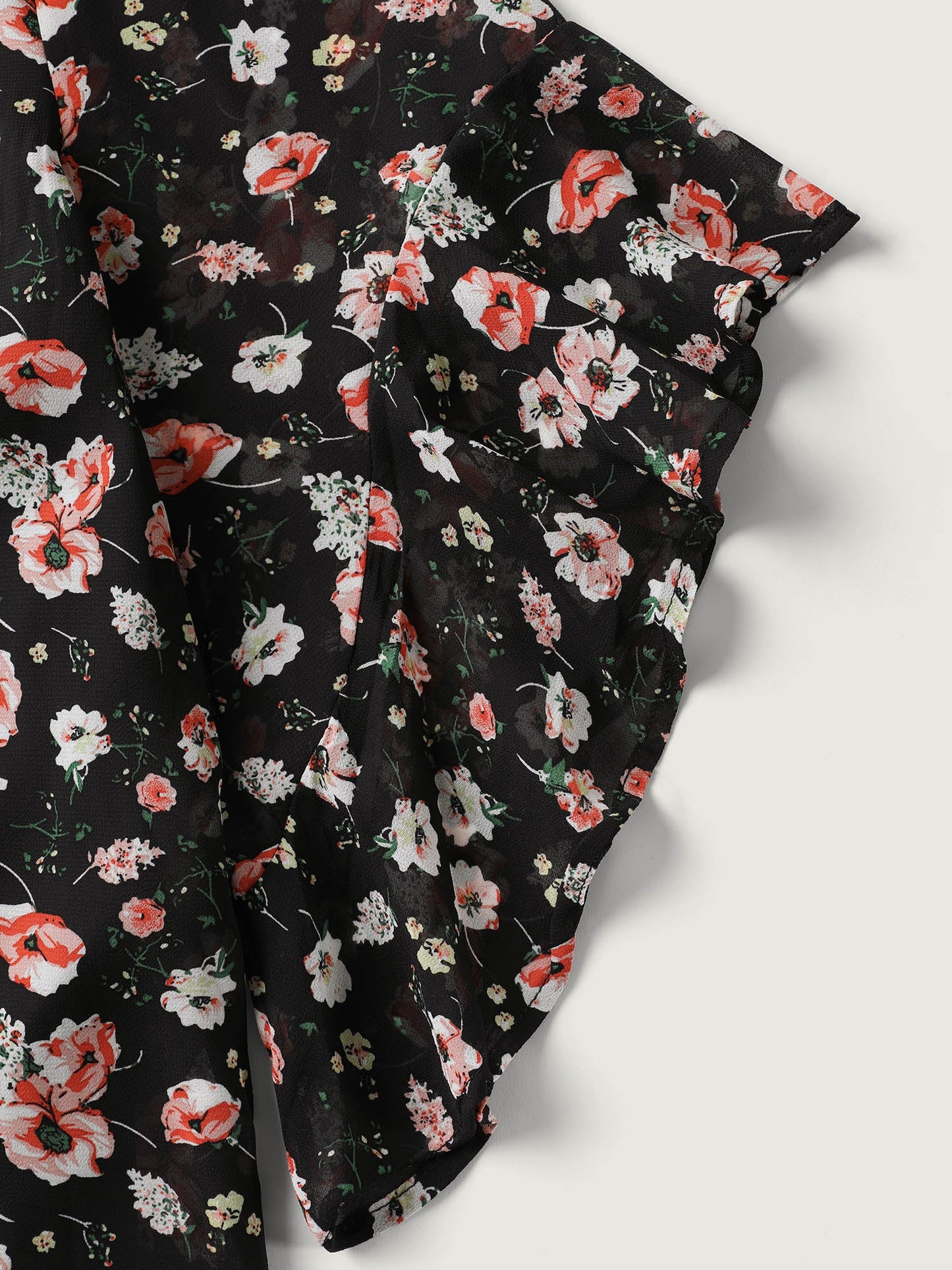 Chiffon Floral Ruffled Sleeve Blouse