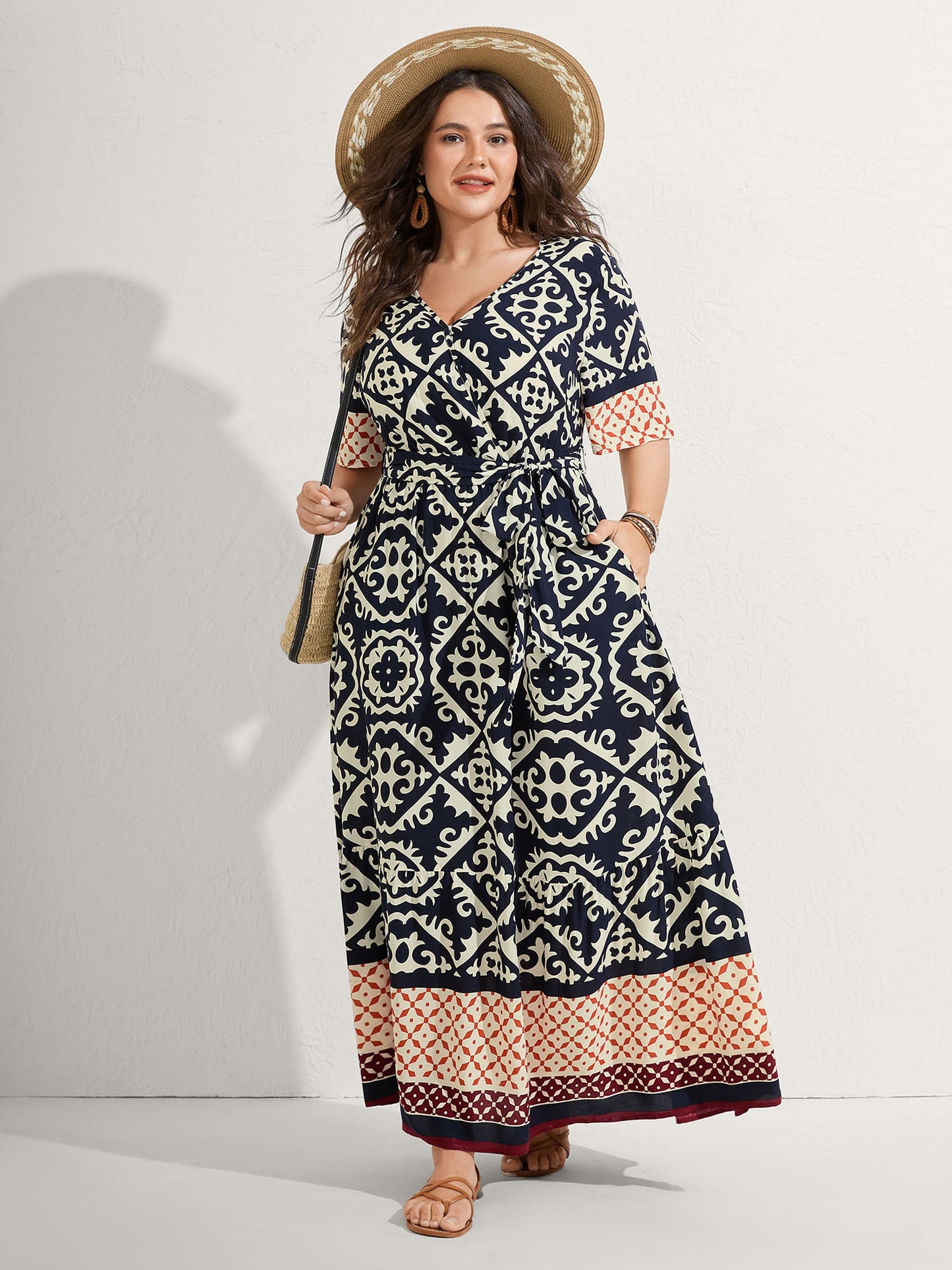 Boho Print Side Tie Maxi Dress