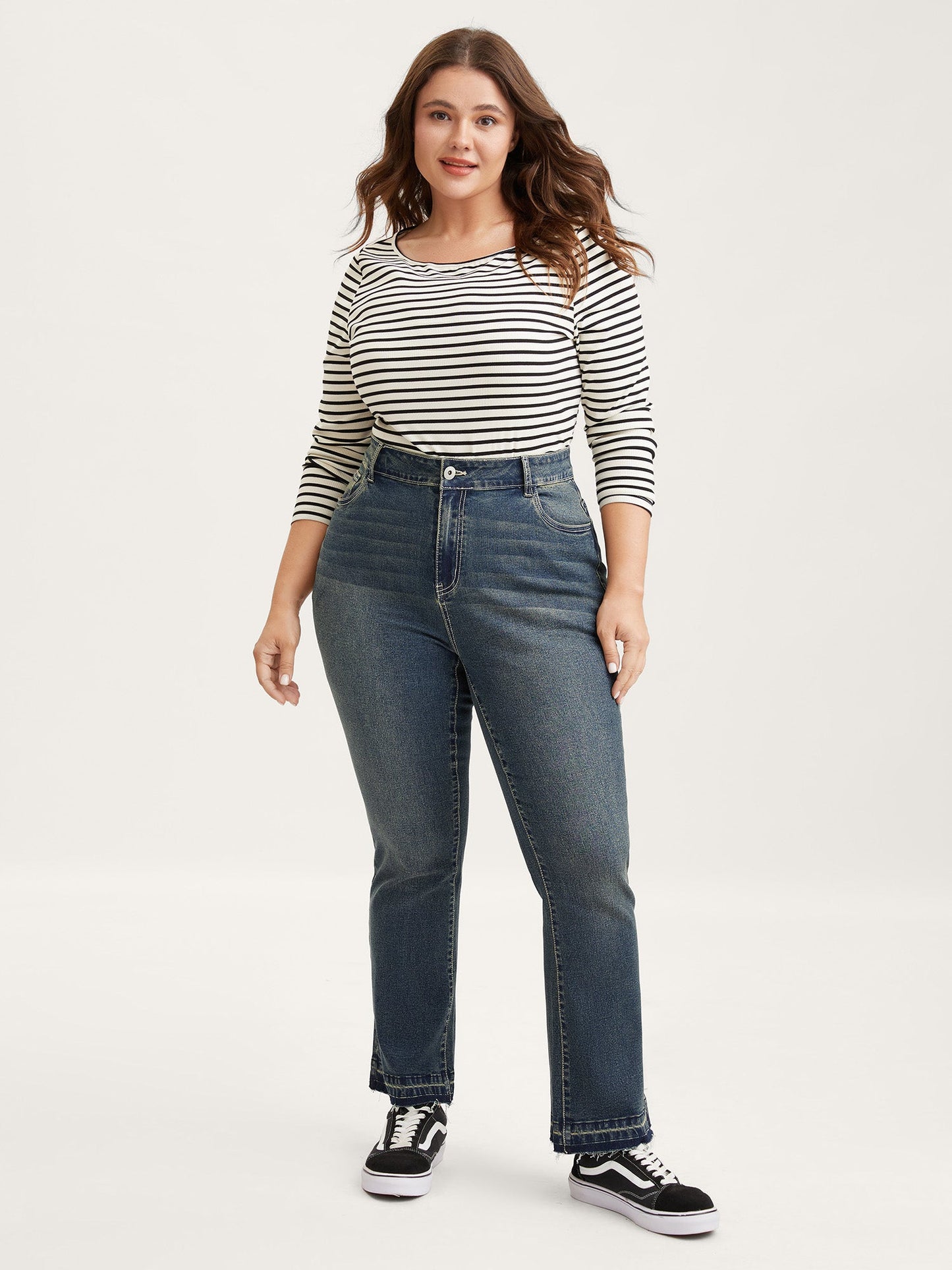 Rolled Cuff Straight-Leg Jeans