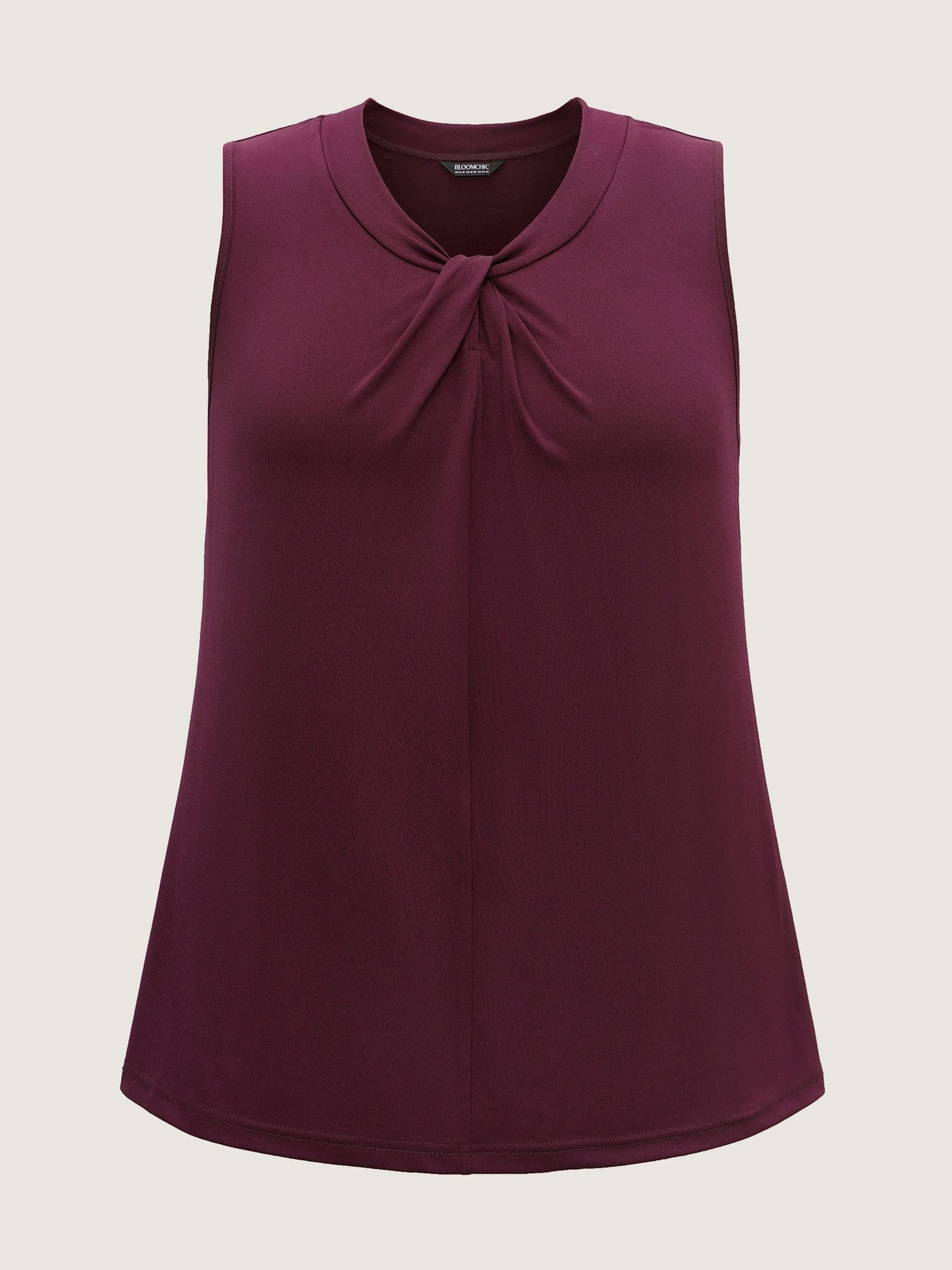 Solid Asymmetrical Neck Twist Front Tank Top