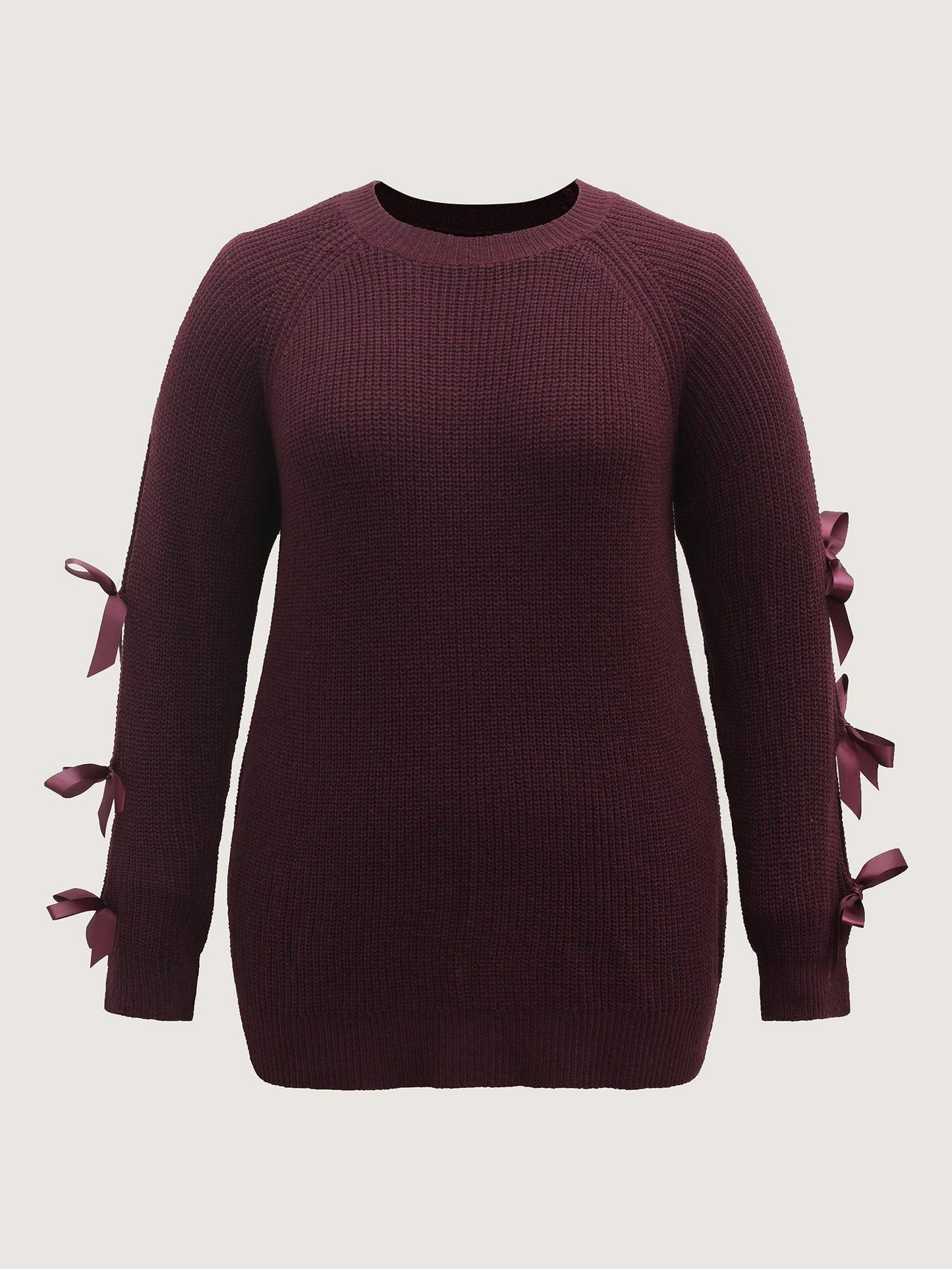 Bowknot Cut-Out Sleeve Solid Pullover