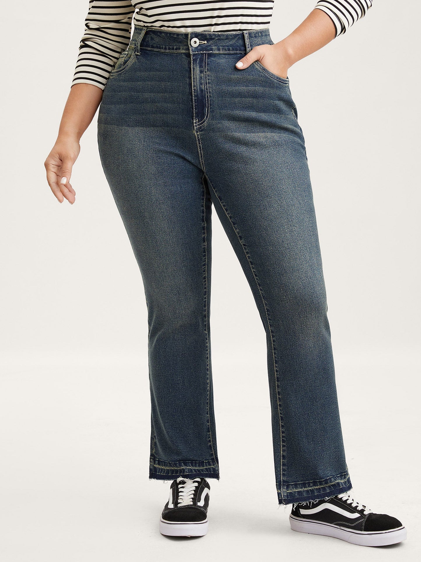 Rolled Cuff Straight-Leg Jeans