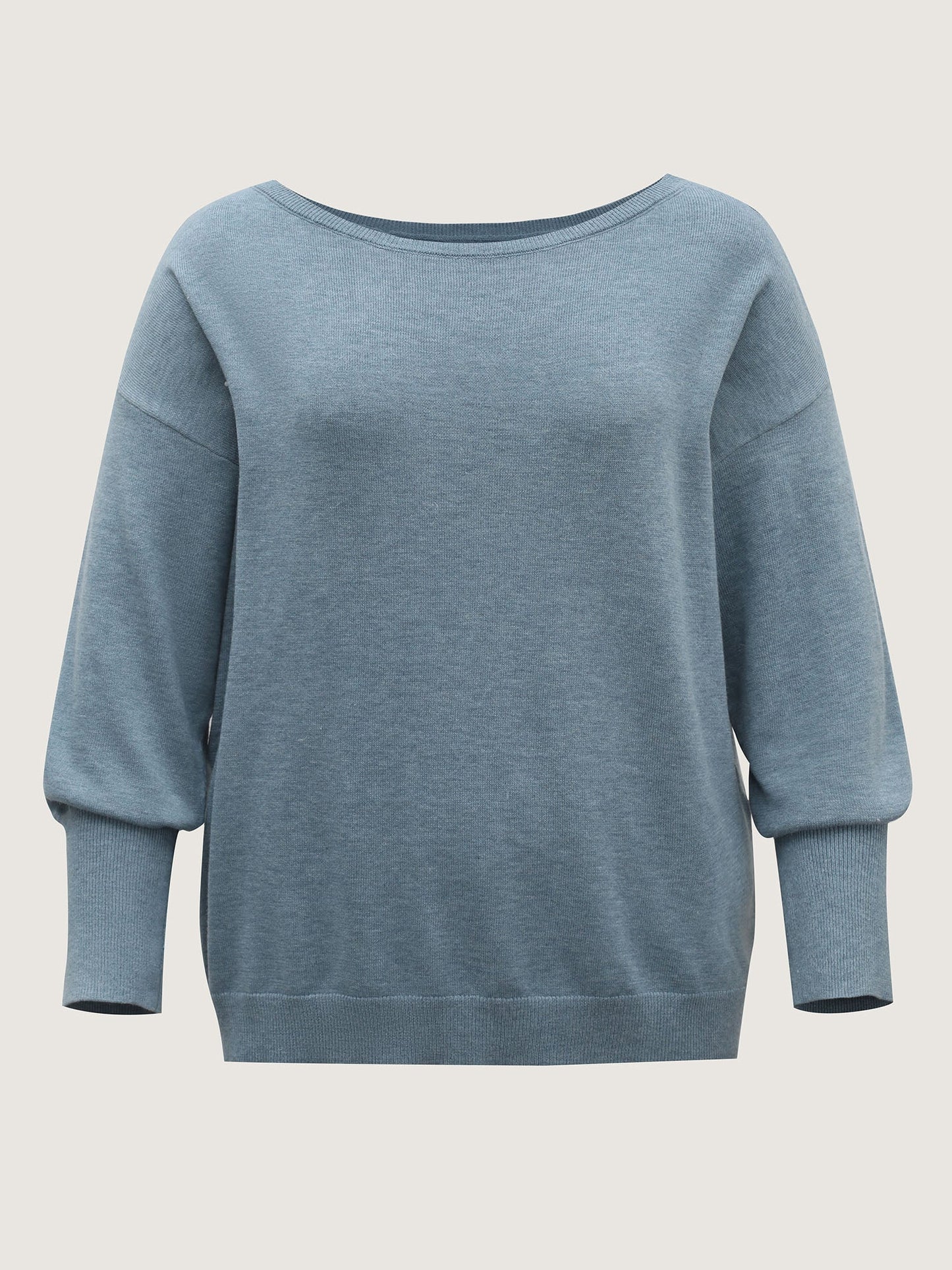 Drop Shoulder Solid Ribbed Pullover