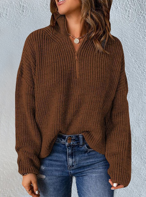 Casual Stand Collar Cotton Sweater Sweater