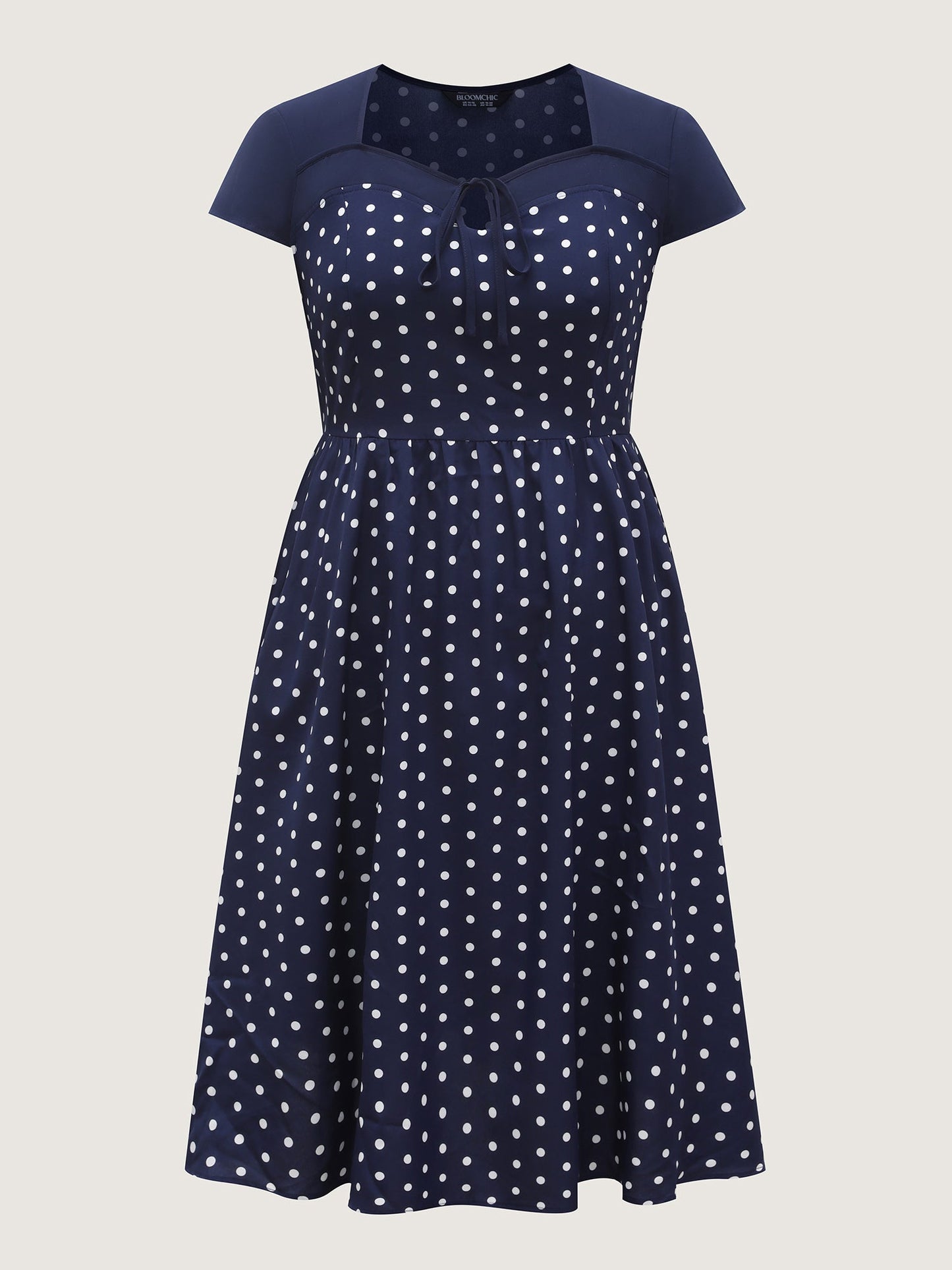 Polka Dots Stretchy Waist Pockets Midi Dress