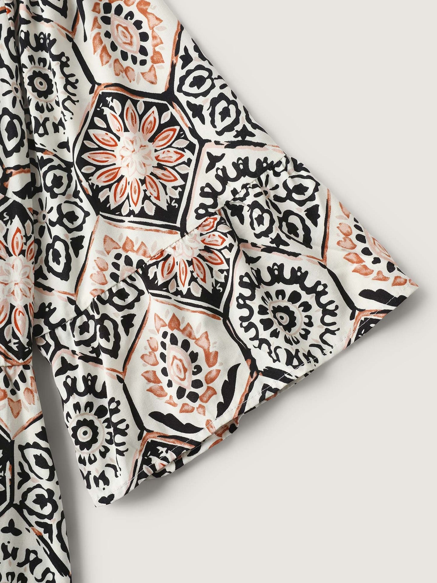 Ornate Print Neck-Tie Maxi Dress