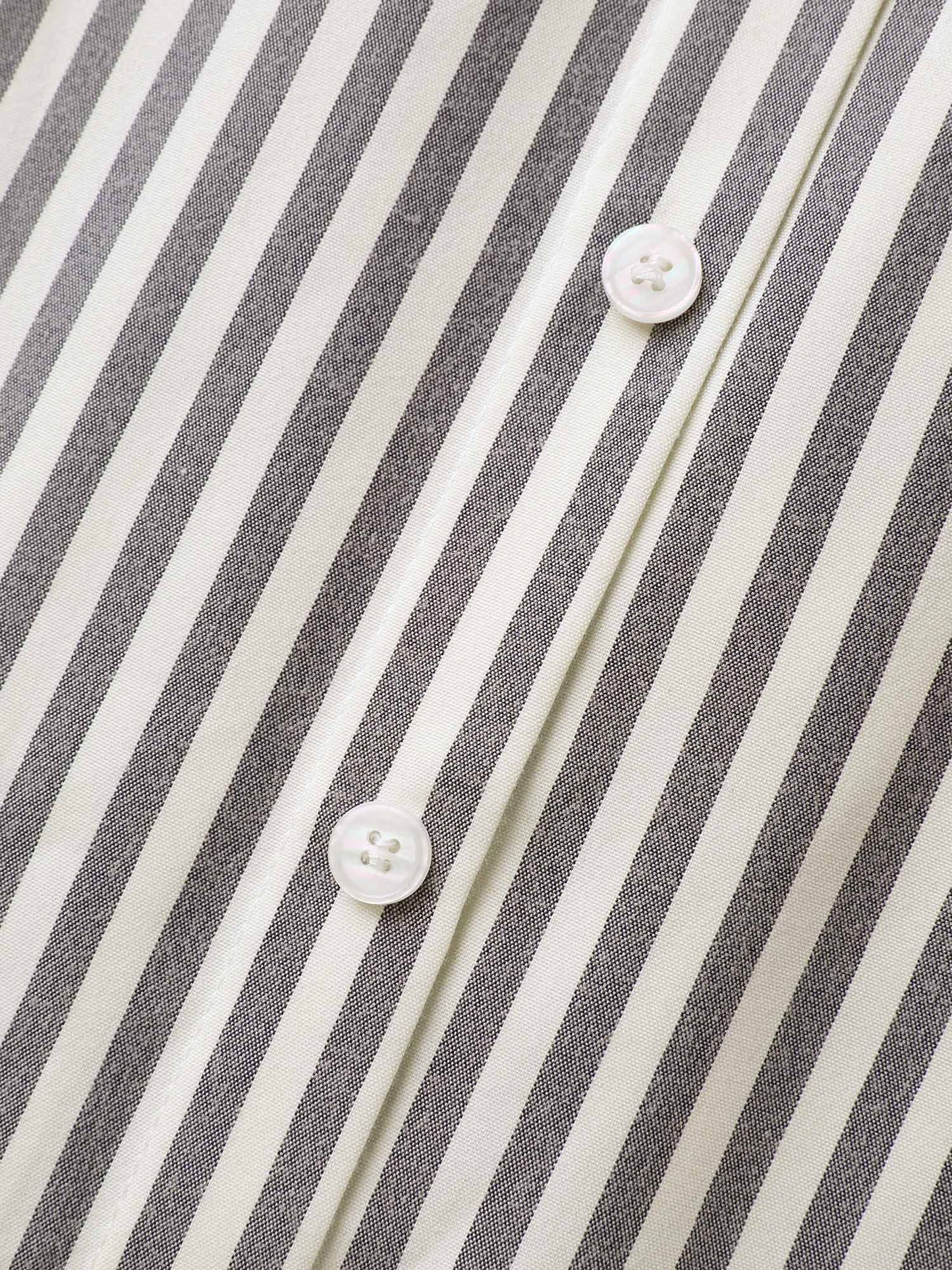 Striped Waist Belt Midi Shirt Dress