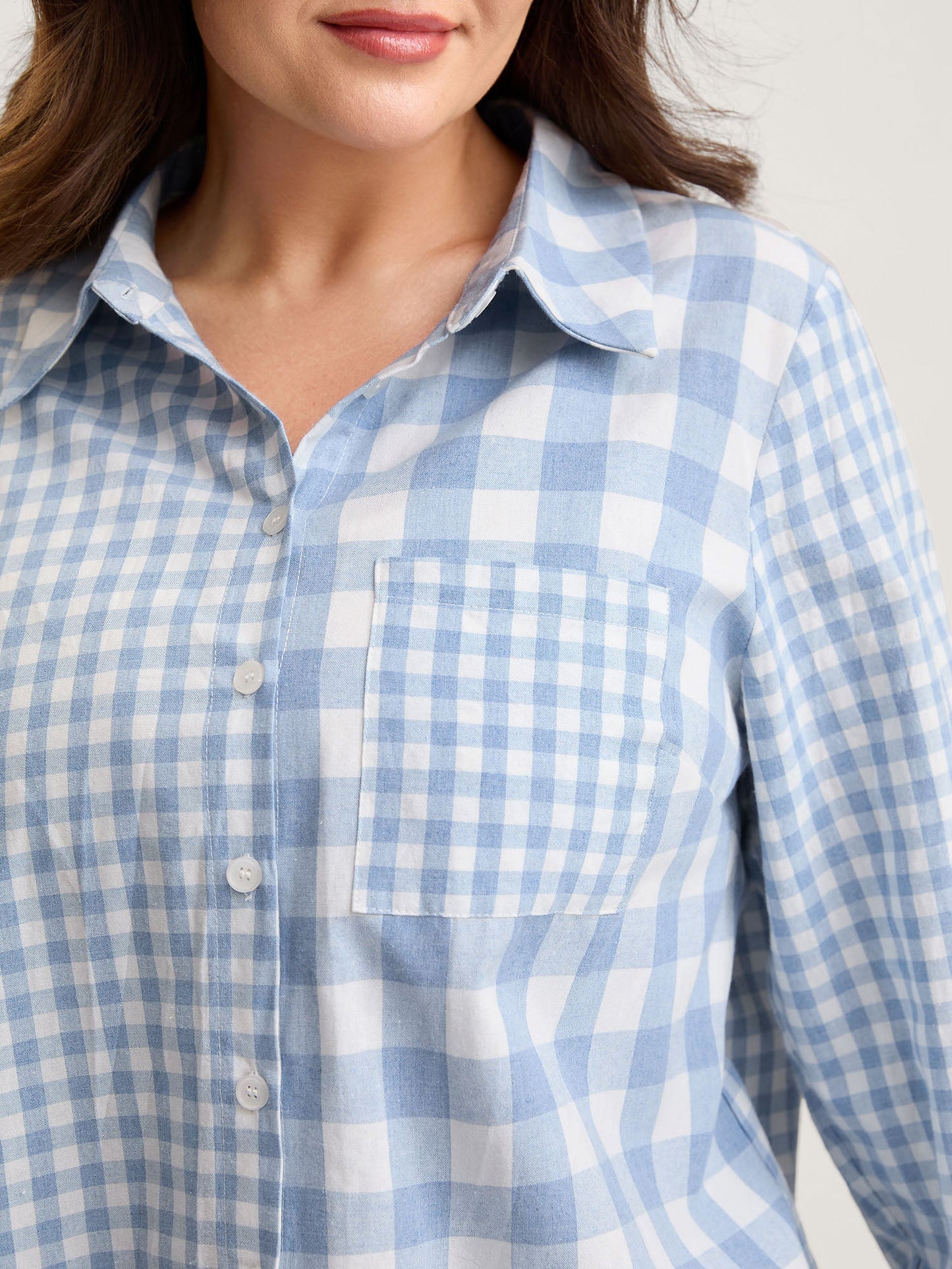 Asymmetrical Plaid Button-Down Shirt