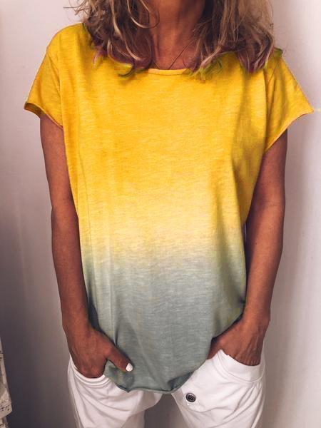 Round Neck Solid Color Tops