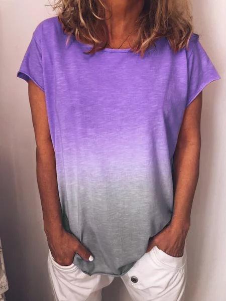 Round Neck Solid Color Tops