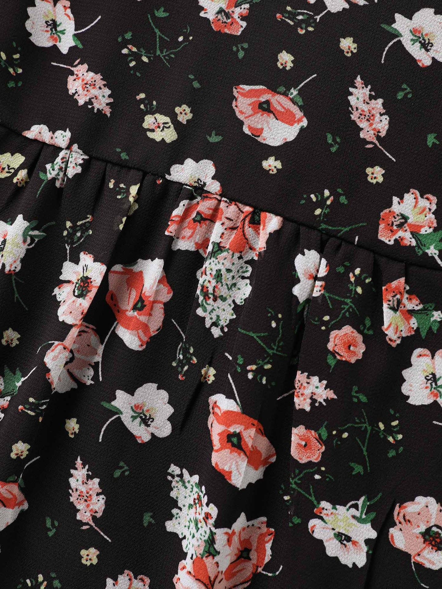 Chiffon Floral Ruffled Sleeve Blouse