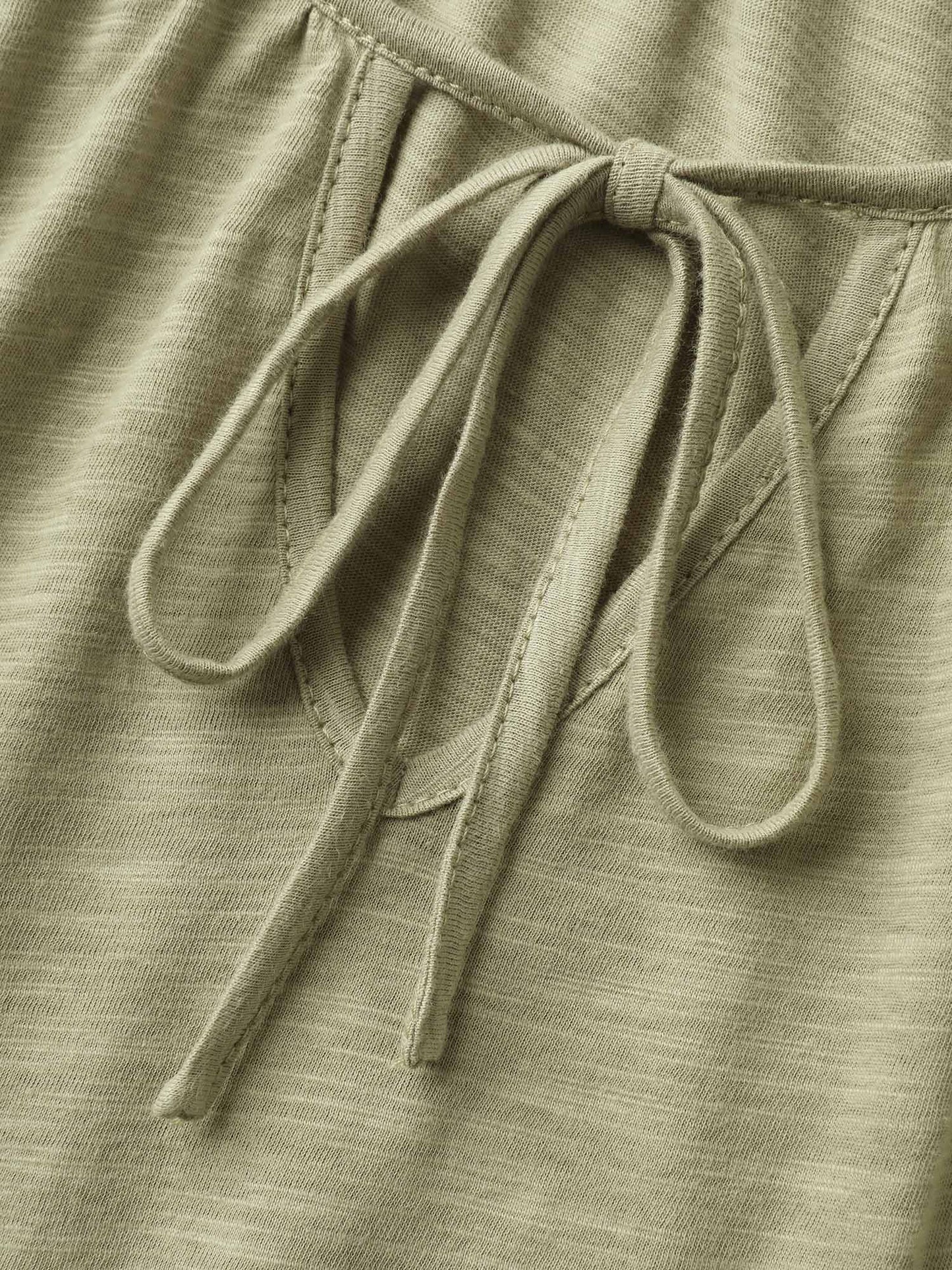 Boho Print Neck Tie Plain Top