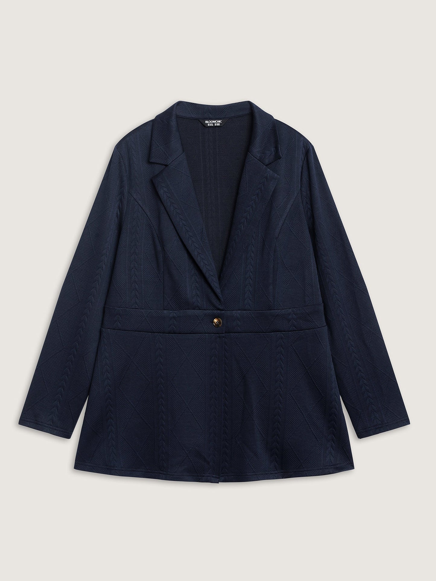 Textured Waist-Defining Solid Blazer