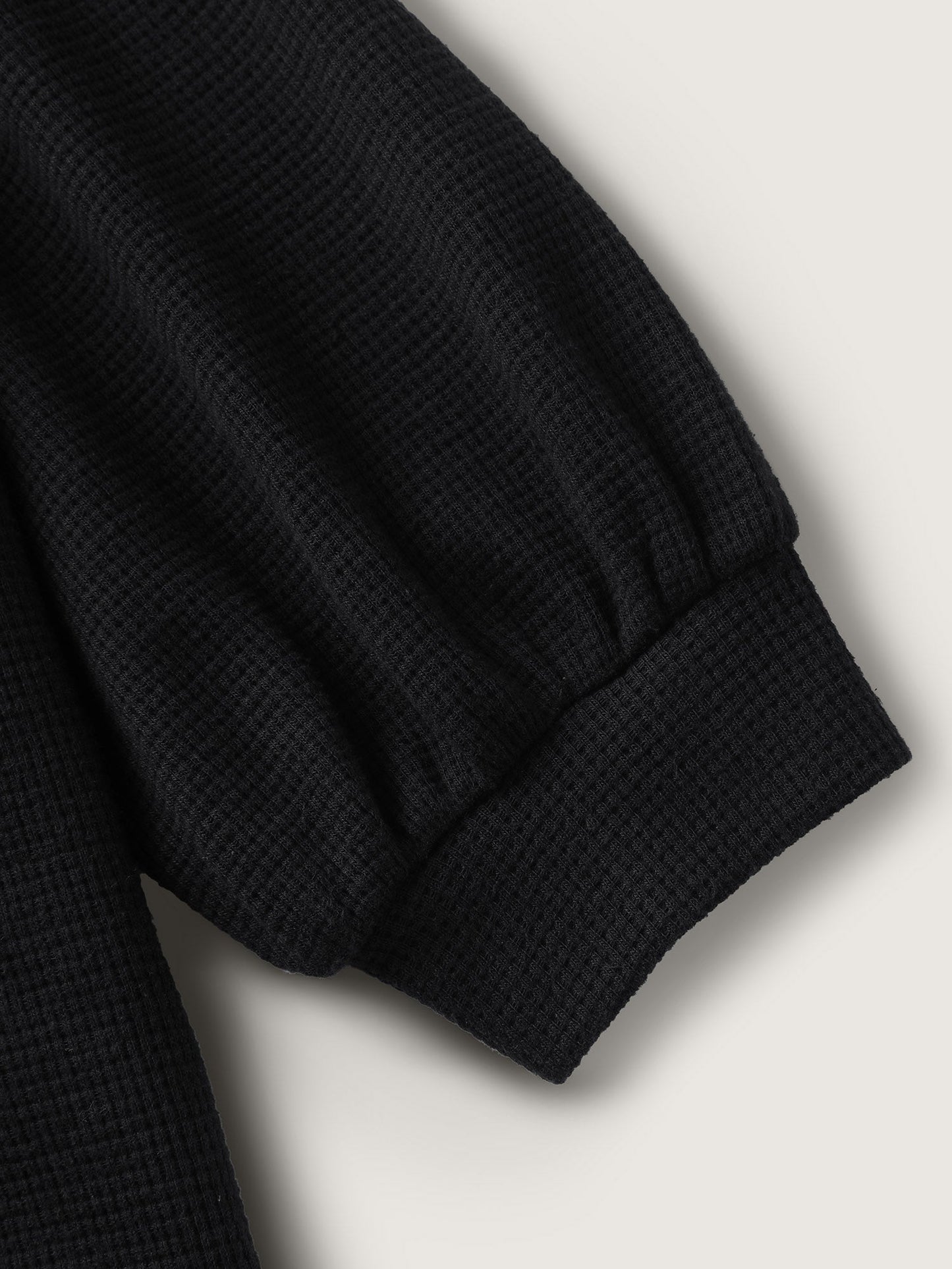 Textured Snap Buttons Hooded Sweatshirt