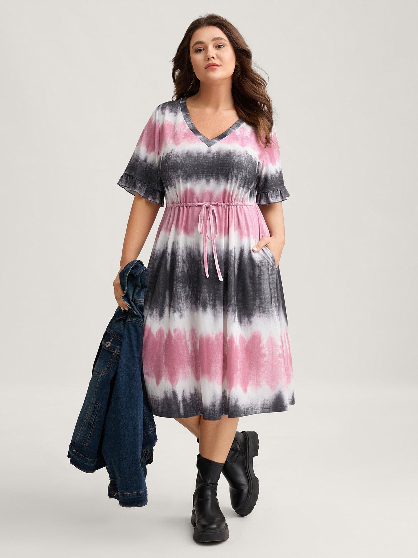 Supersoft Tie-Dye Drawstring Midi Dress