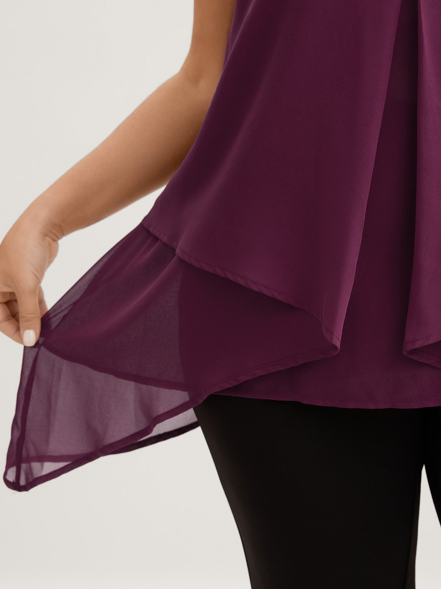 Chiffon Overlap Hem V-Neck Tank Top