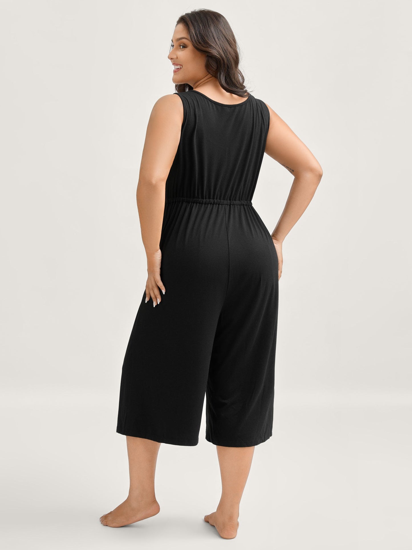 Supersoft Waist Drawstring Pockets Jumpsuit