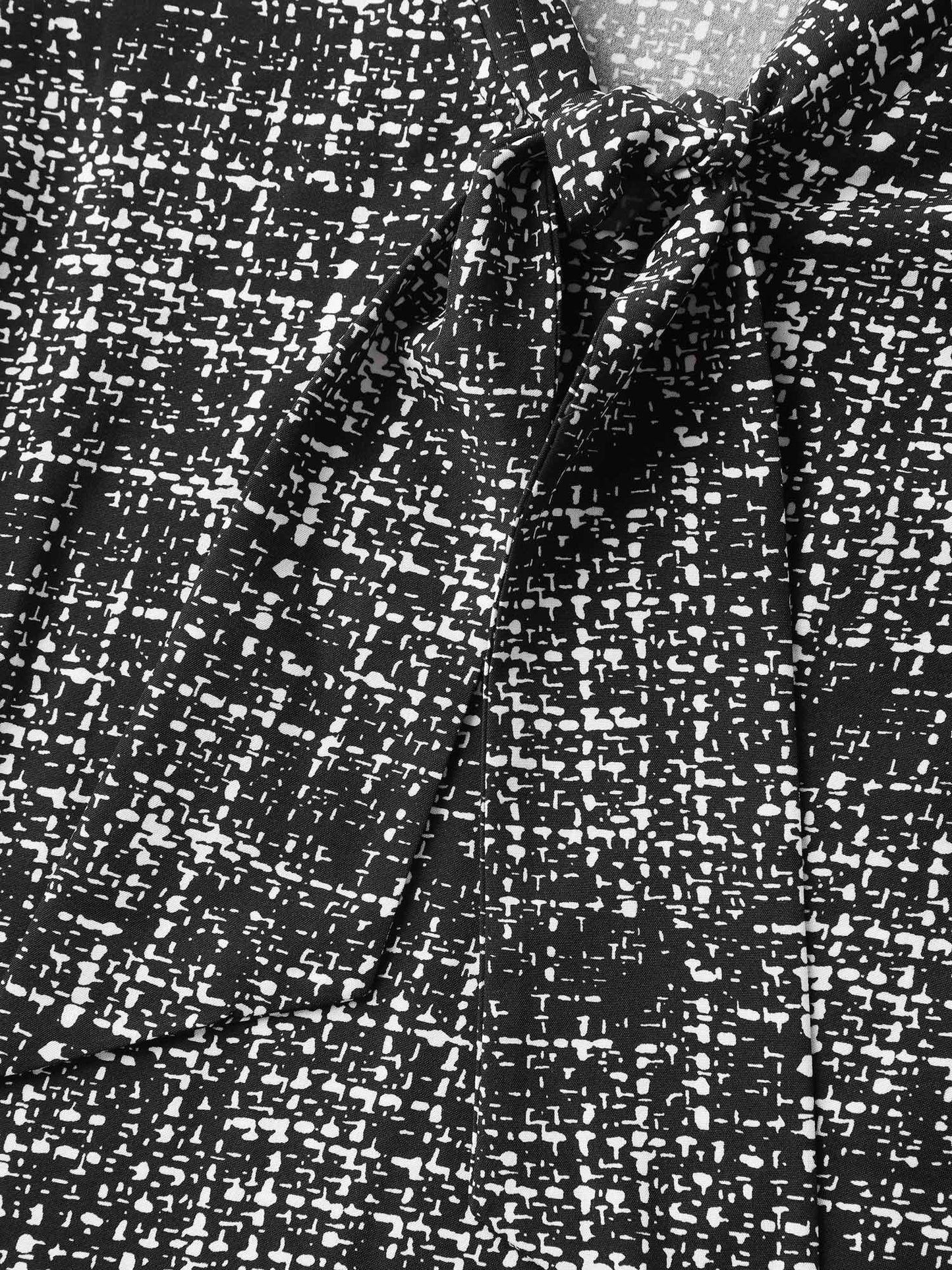Tweed Print Knot Neck Blouse