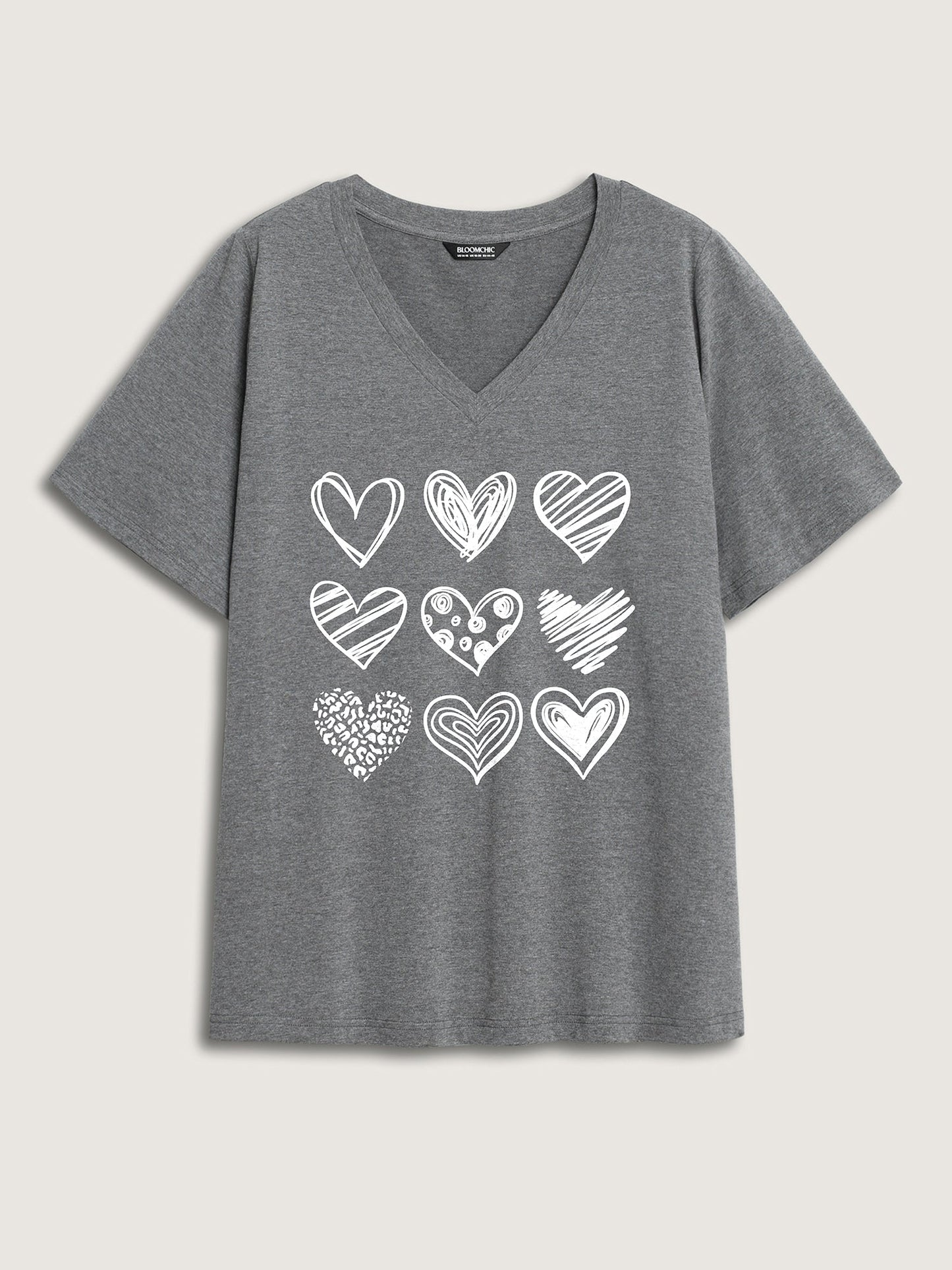 Every Heart Printed V-Neck T-Shirt