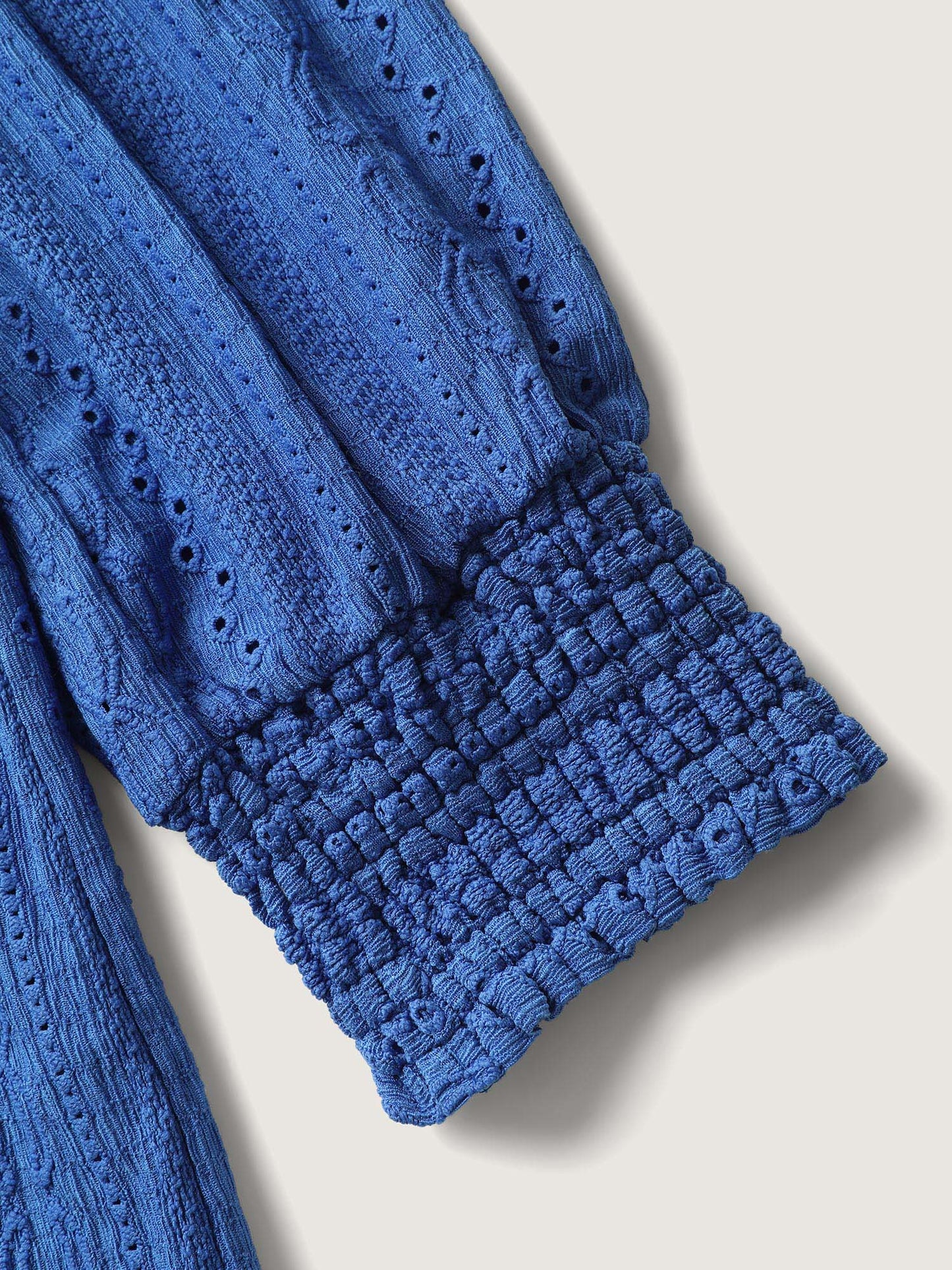 Eyelet Trim Stretchy Plain Knit Top