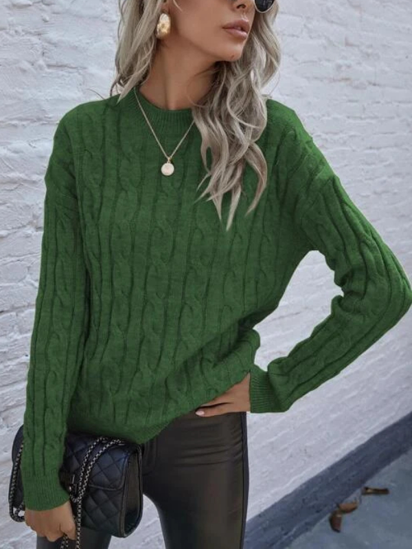 Cable Knit Drop Shoulder Sweater