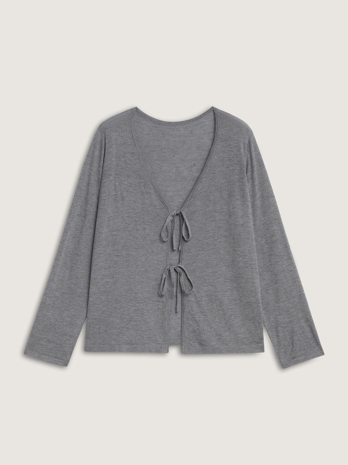 Supersoft Wool Front Tie V-Neck Knit Cardigan