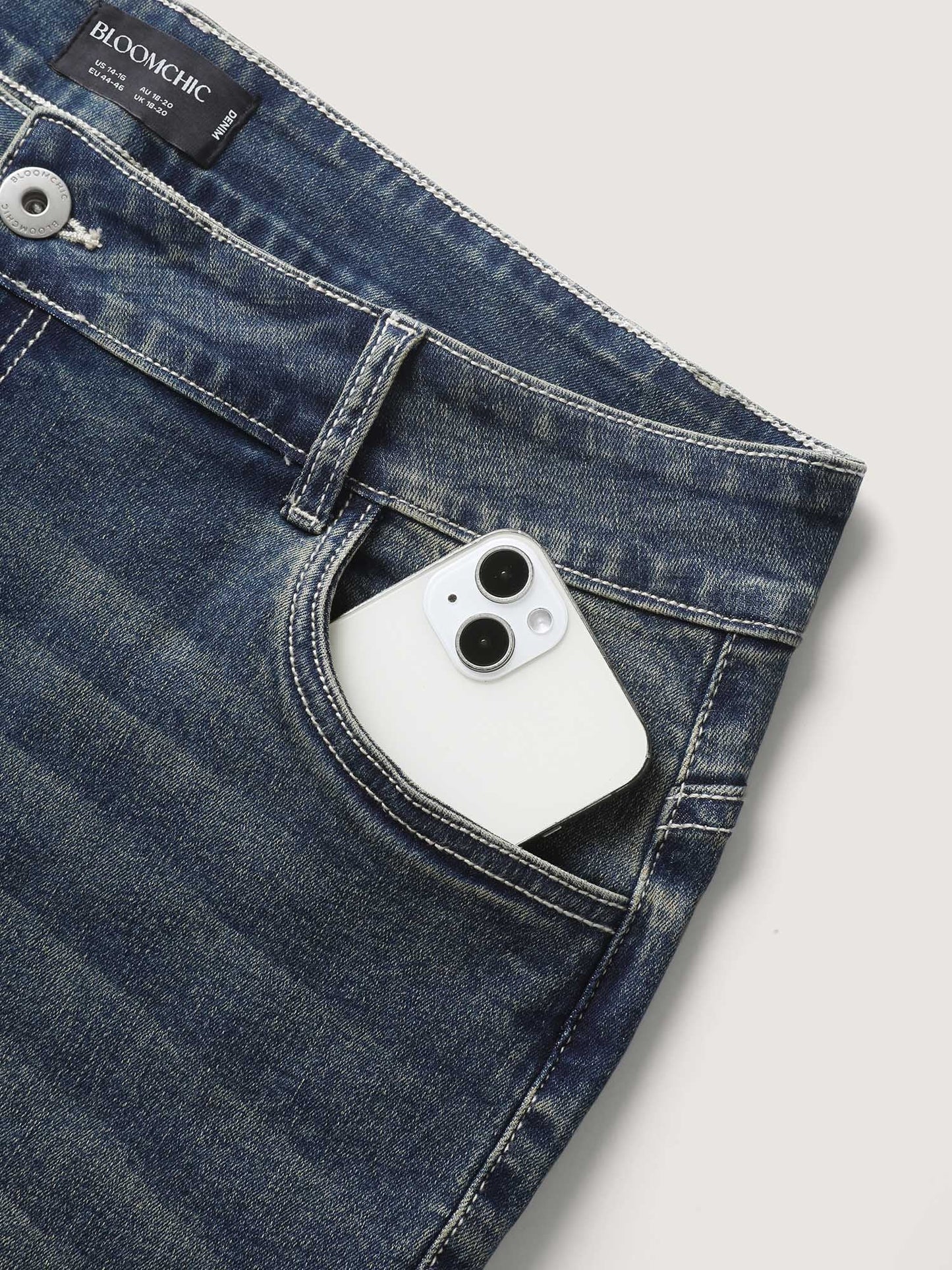 Rolled Cuff Straight-Leg Jeans
