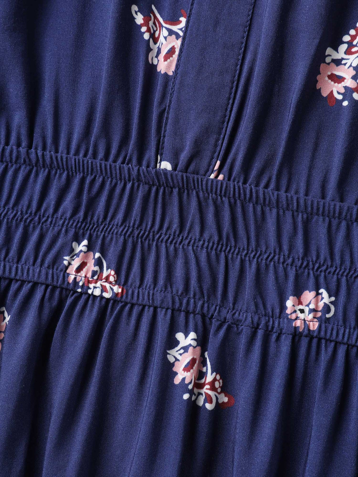 Paisley Print Shirred Waist Midi Dress