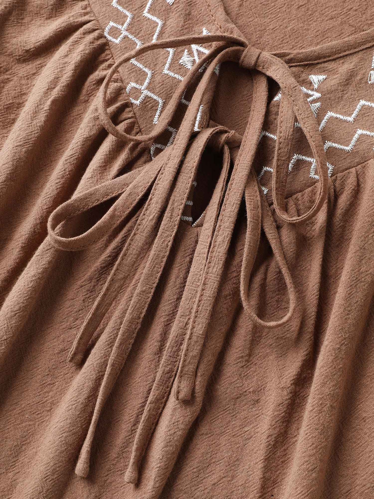 Pure Cotton Embroidered Neck Blouse