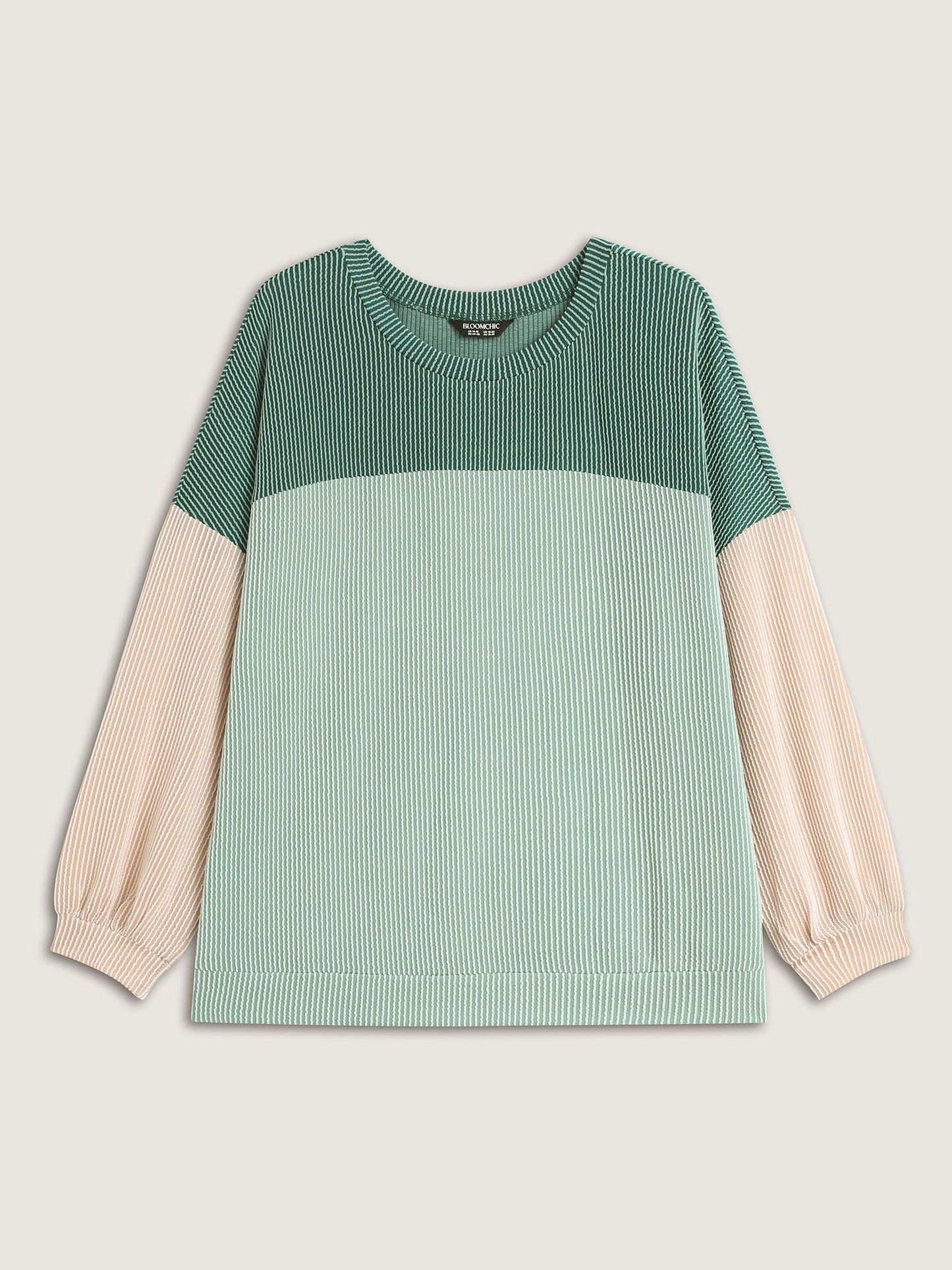 Color Block Textured Drop Shoulder Sweatshirt