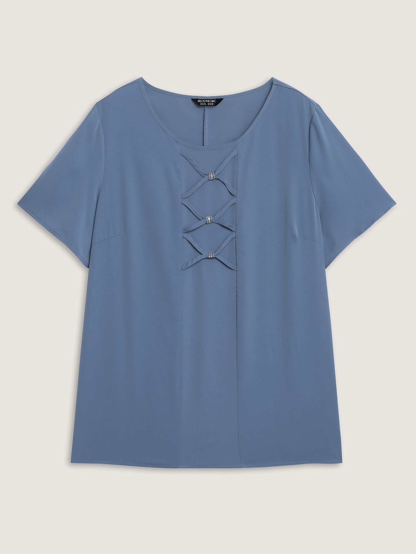 Cross-Tie Metal Detail Solid Blouse