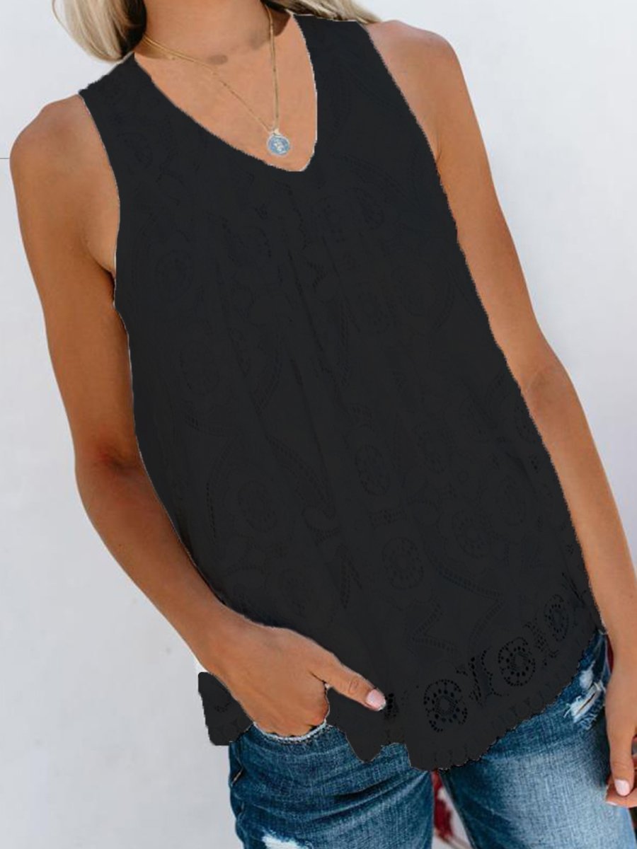 V-Neck Stitching Solid Color Tops