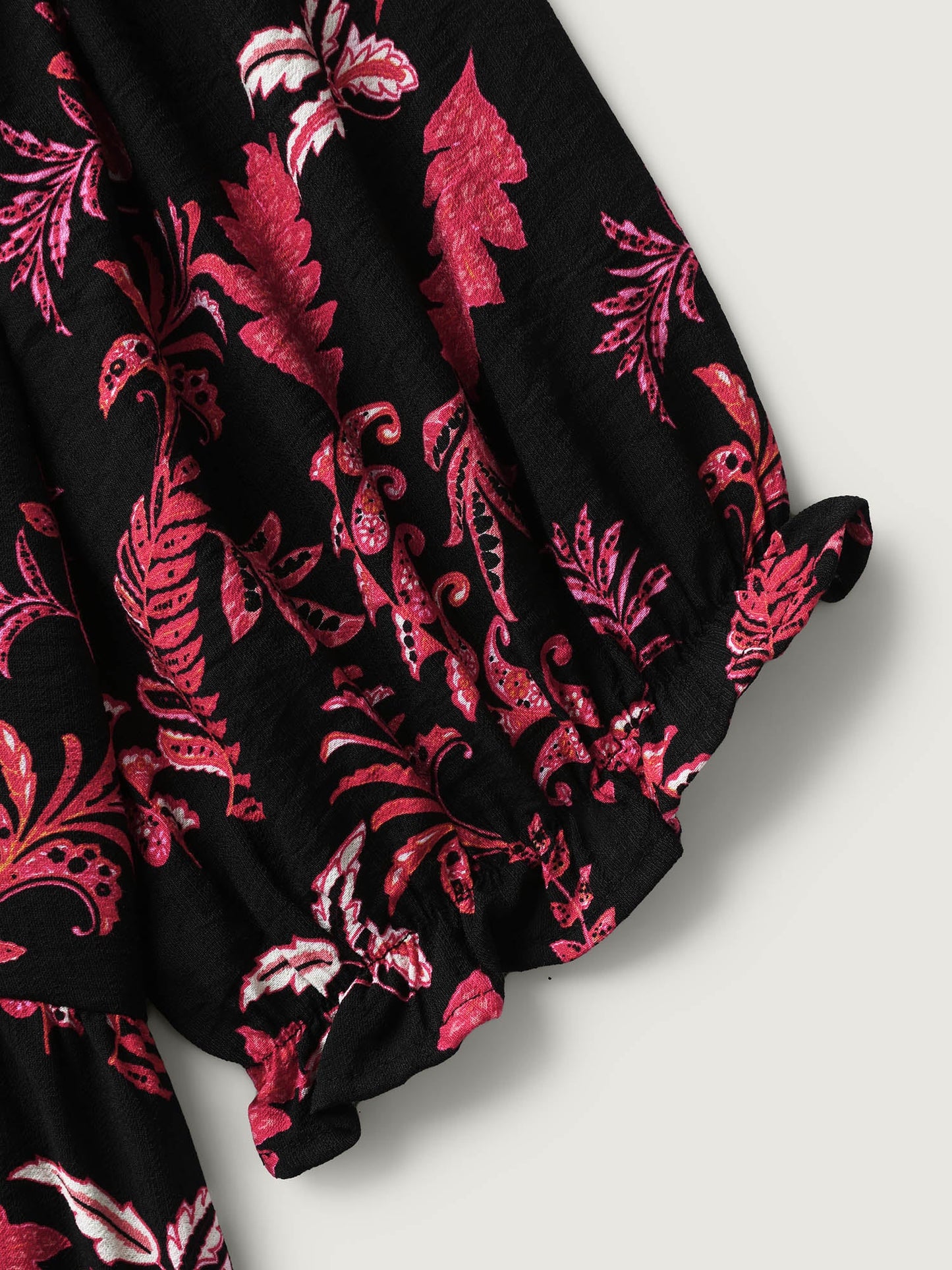 Boho Print Neck Tie Flowy Shirt