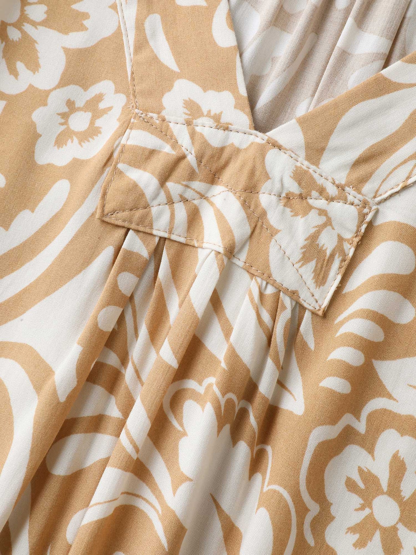 Paisley Print Notched Collar Lace Midi Dress