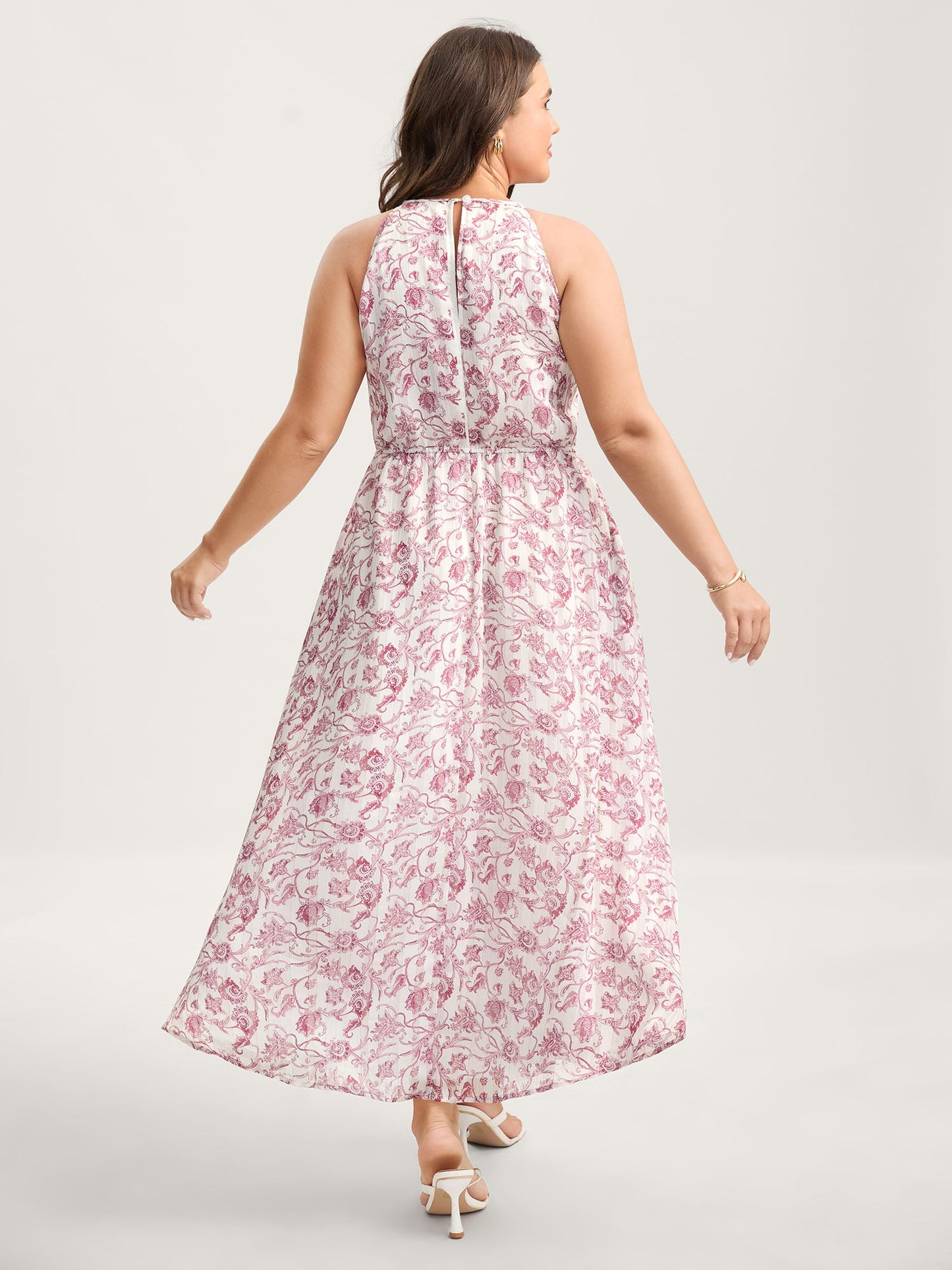 Sweet Florals Halter Neck Midi Dress