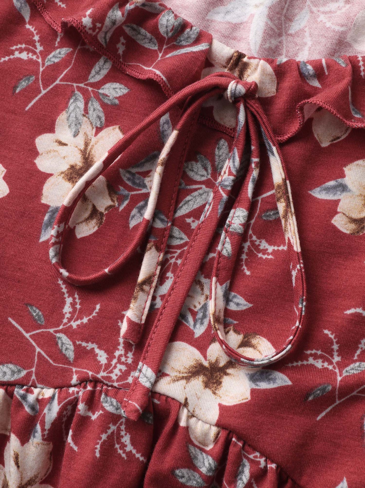 Fall Florals Ruffled Neck-Tie Tank Top