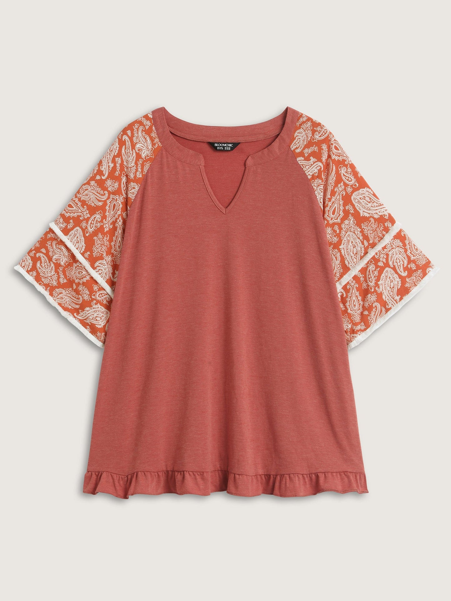Supersoft Rayon Tassel Paisley Sleeve T-Shirt