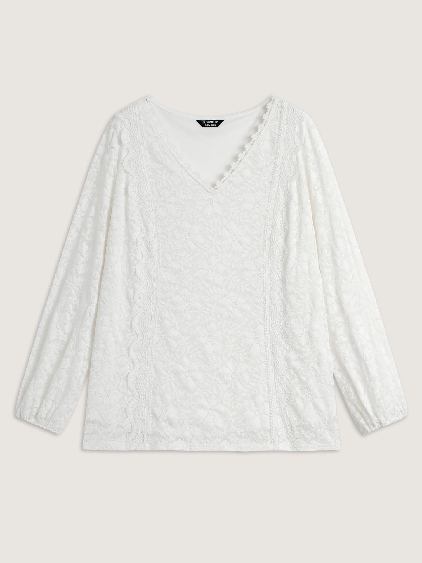 Stretchy Floral Lace V-Neck Blouse