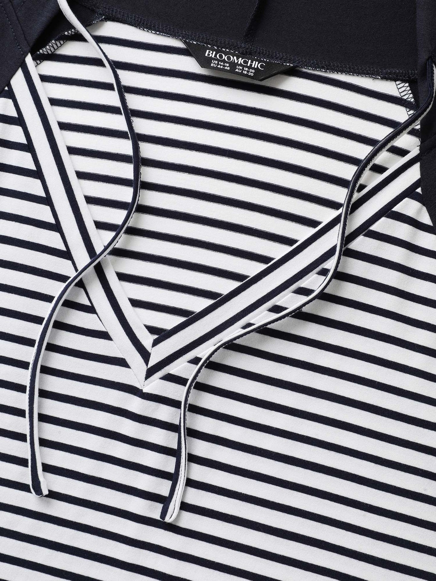 Striped Raglan Hooded Contrast T-Shirt