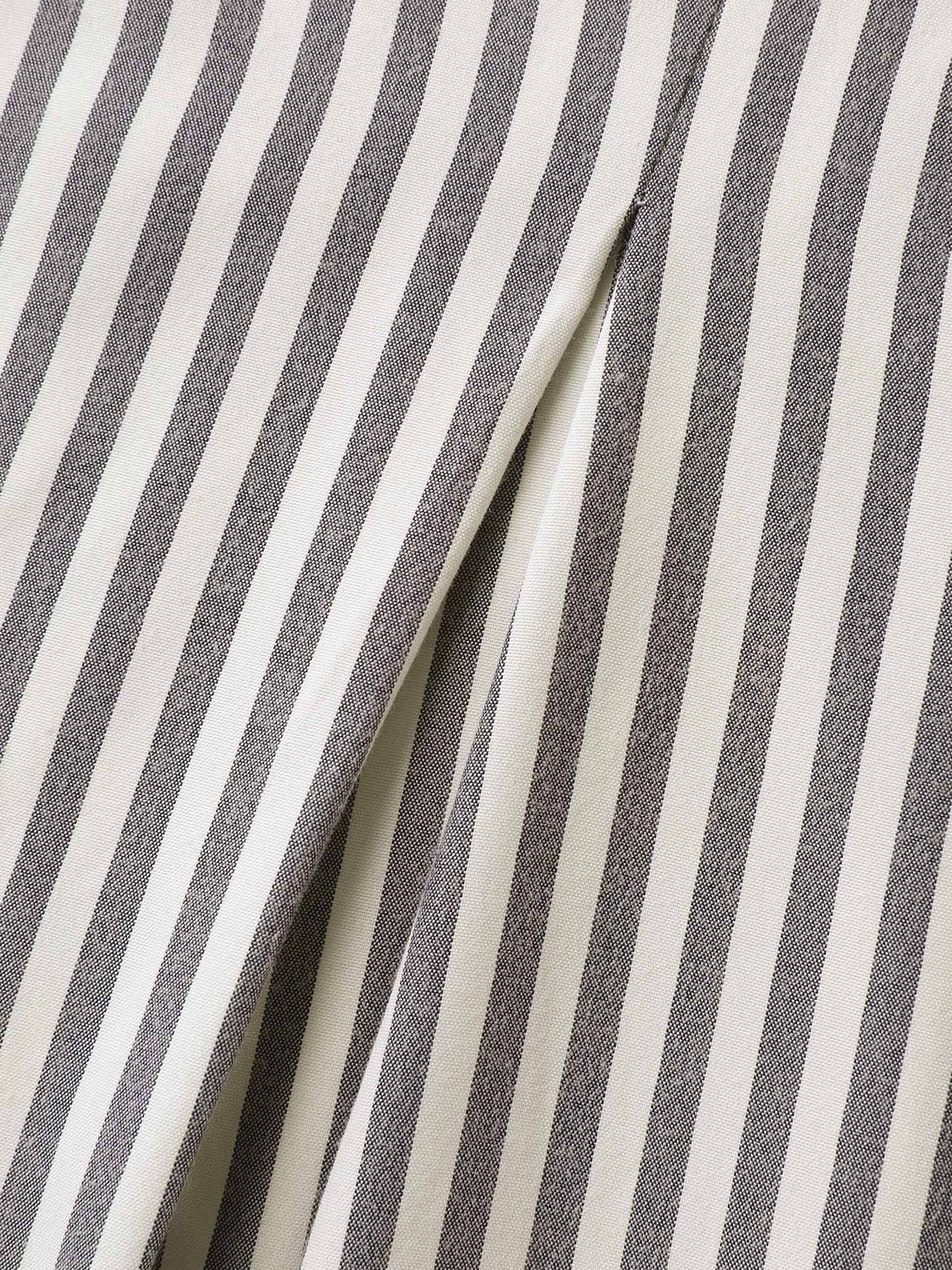 Striped Waist Belt Midi Shirt Dress