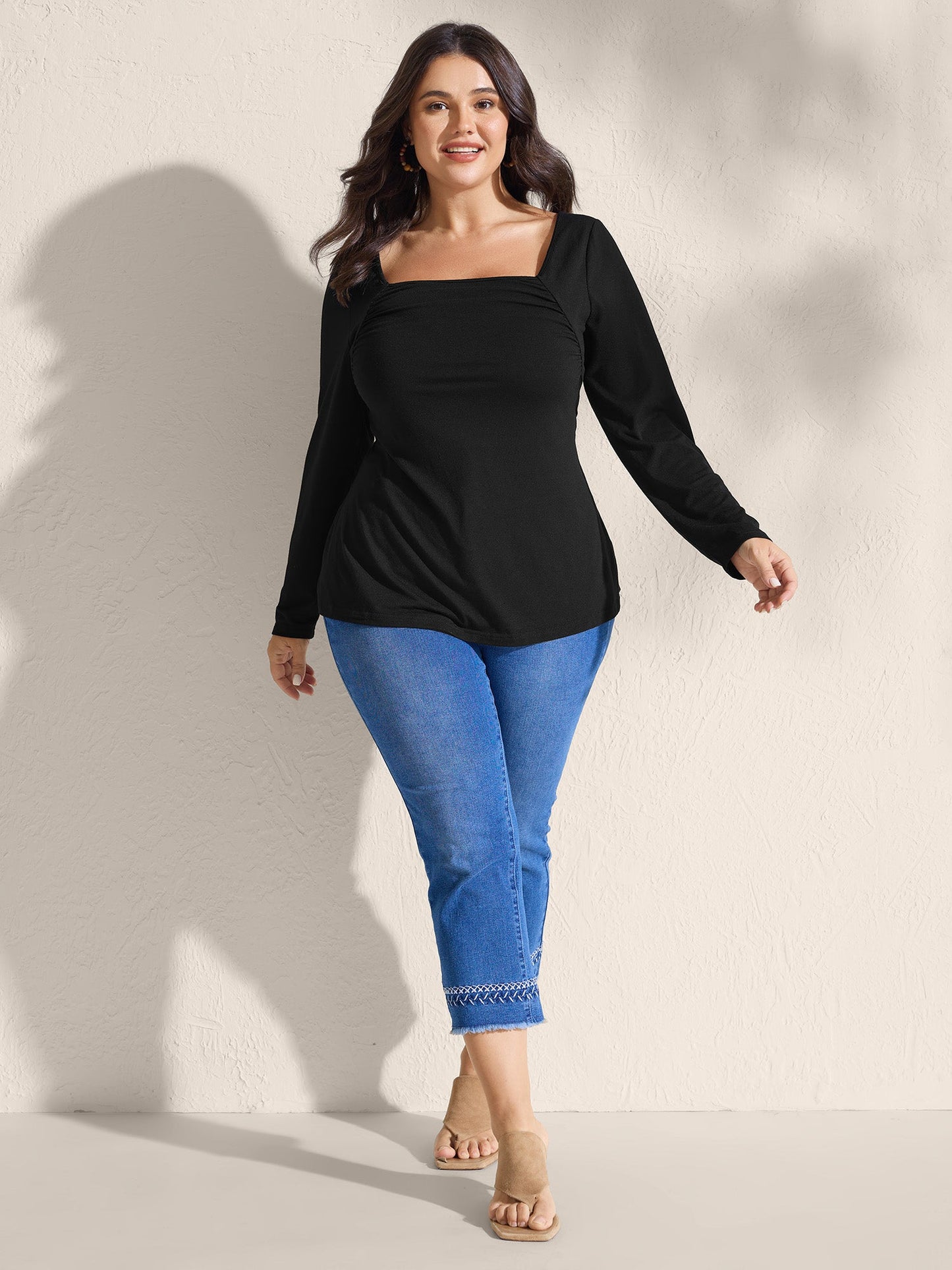 Supersoft Stretchy Pleated Bodice T-Shirt