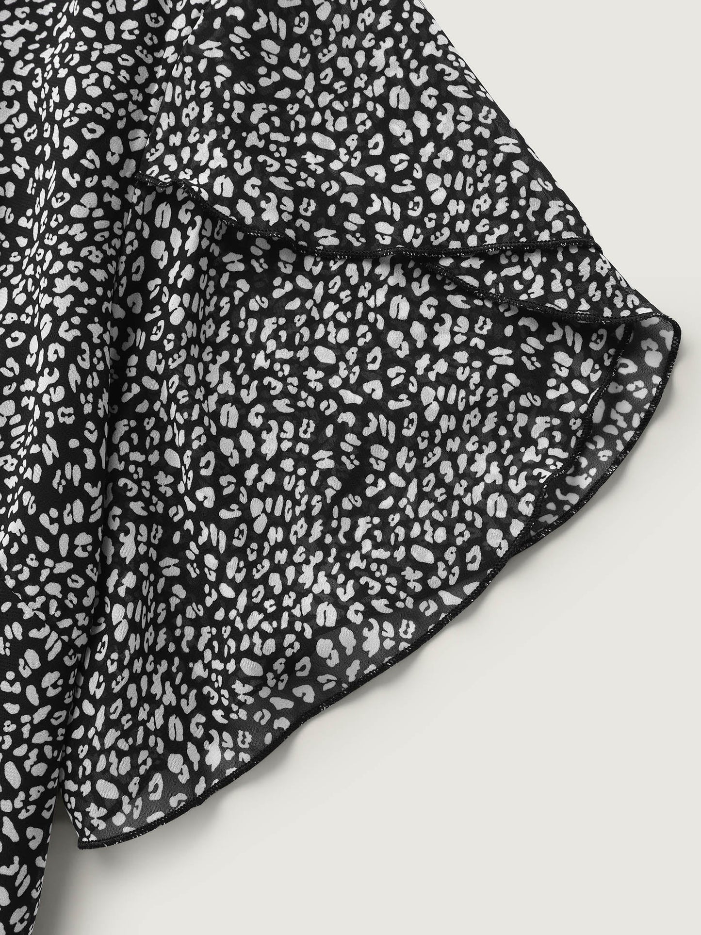 Leopard Print Petal Layered Sleeve Blouse