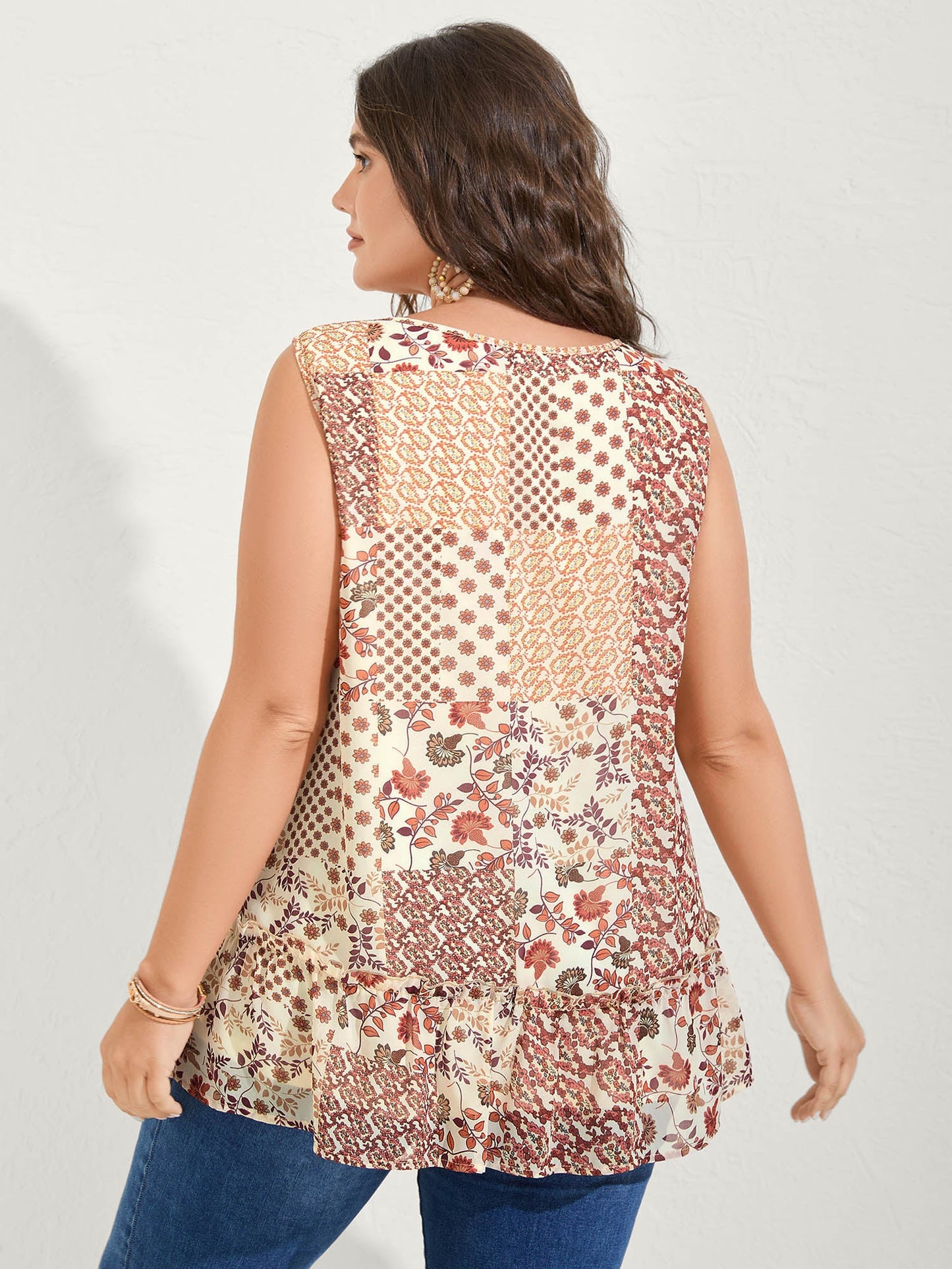 Chiffon Boho Collage Flowy Tank Top