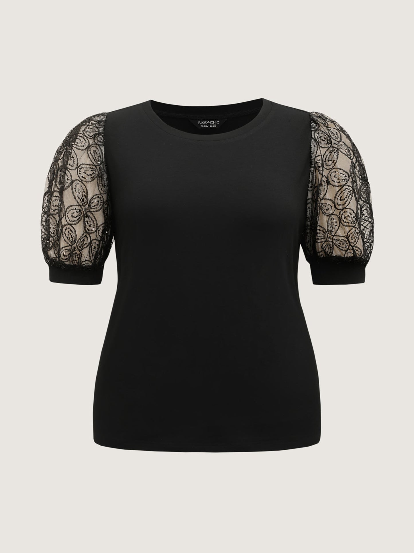 Floral Beaded Lanterns Sheer Sleeve Top