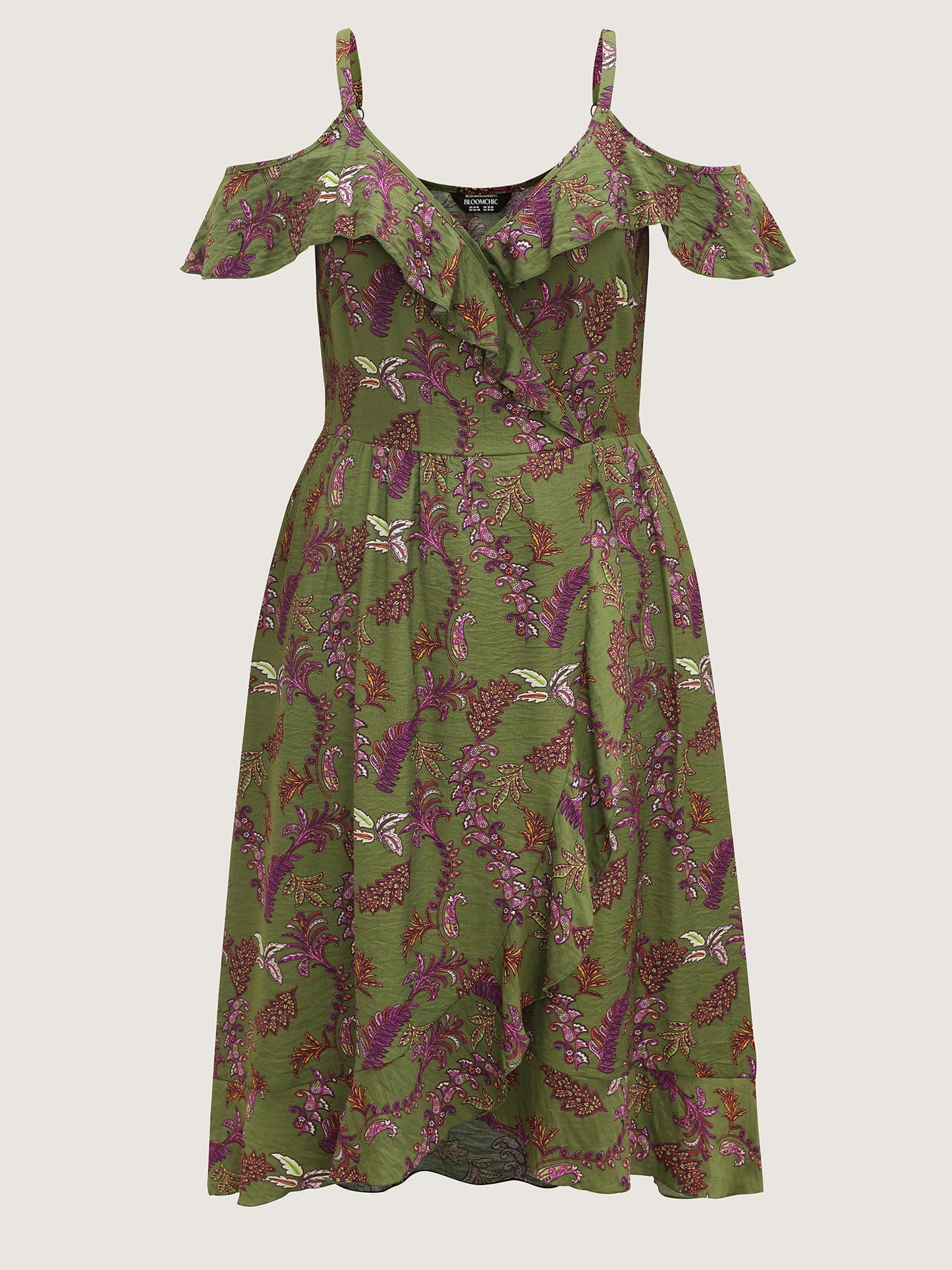 Boho Floral Ruffled Off-Shoulder Midi Dress
