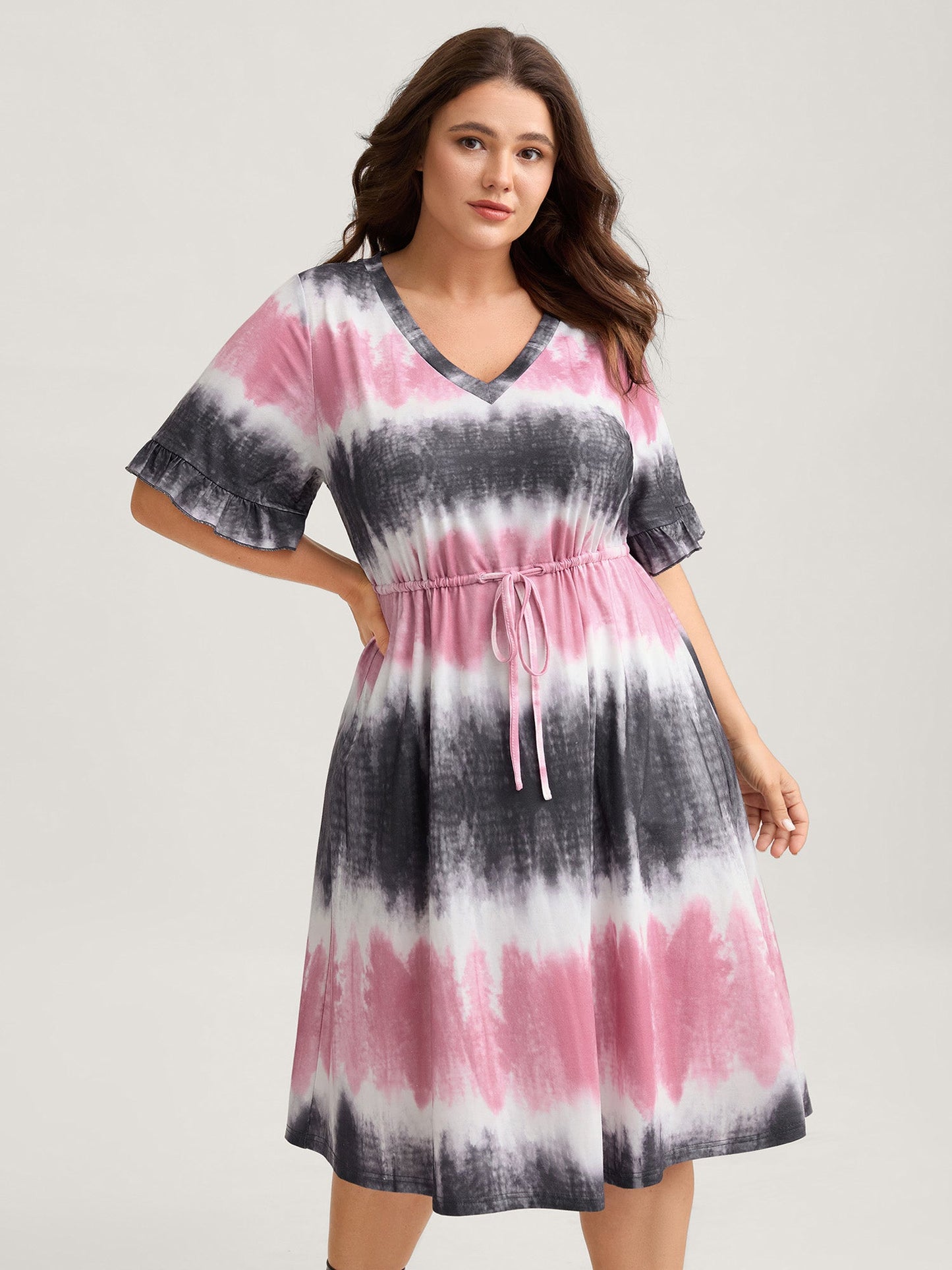 Supersoft Tie-Dye Drawstring Midi Dress