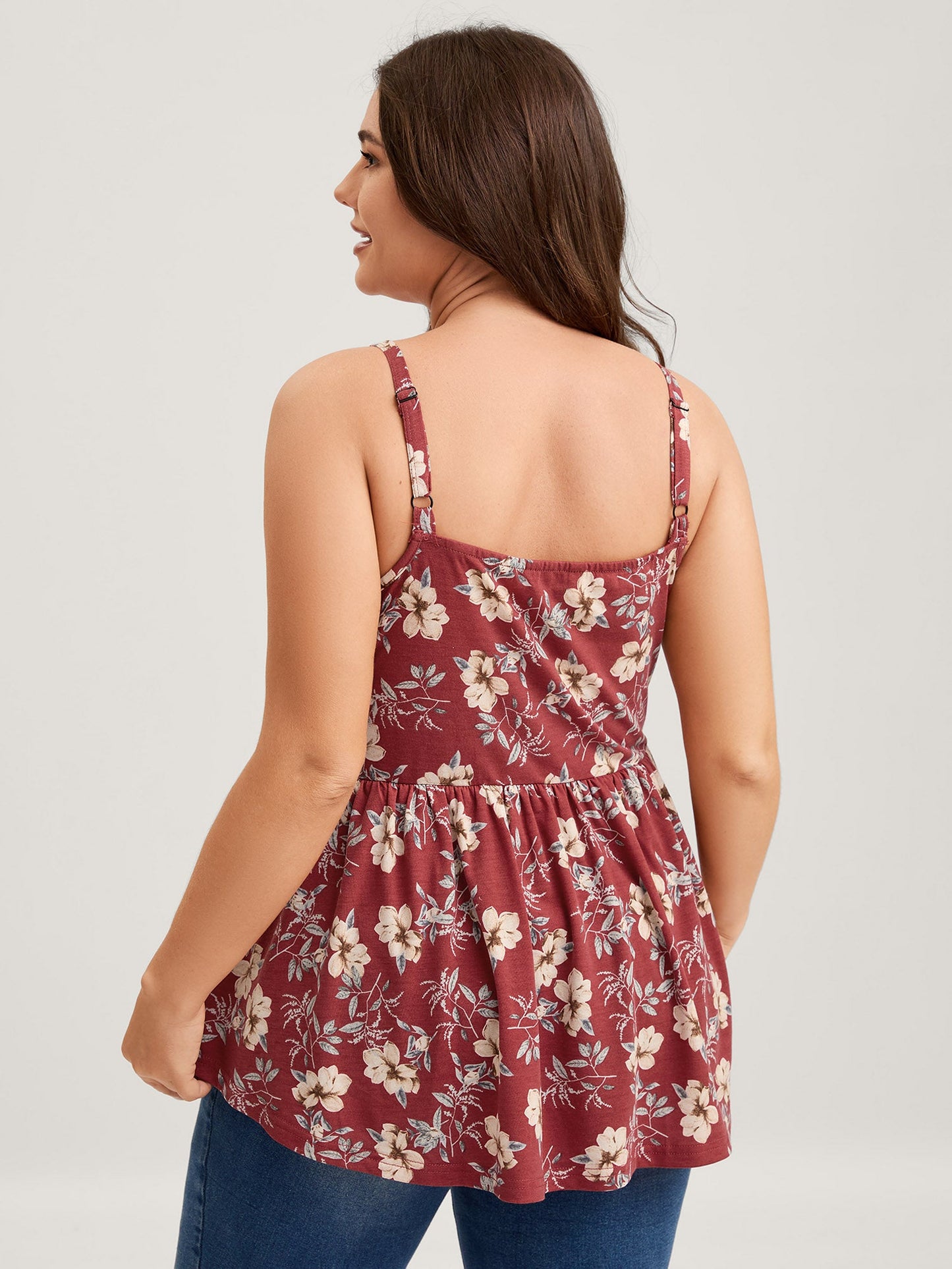 Fall Florals Ruffled Neck-Tie Tank Top