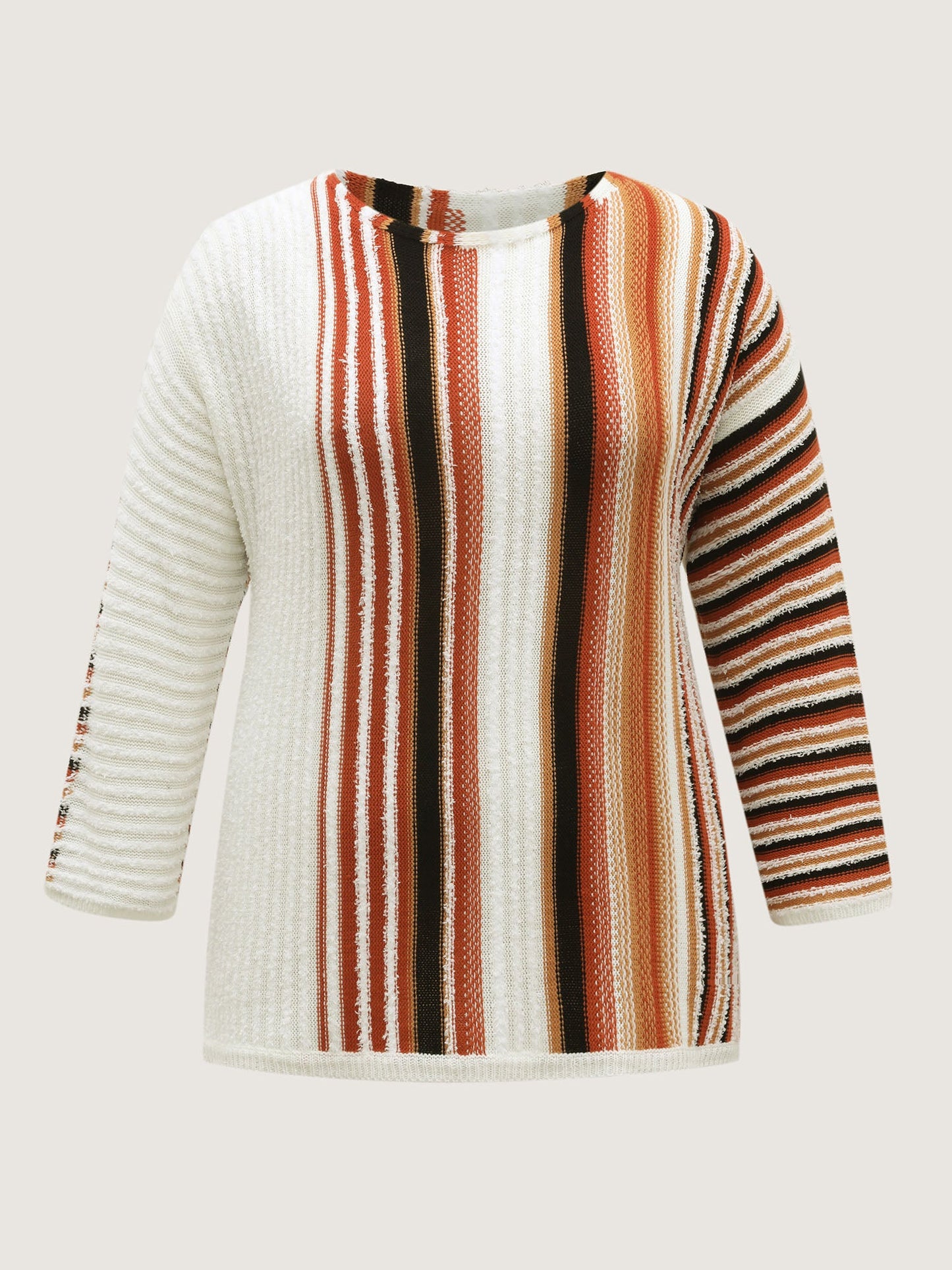 Earthy Stripes Drop Shoulder Lightweight Pullover