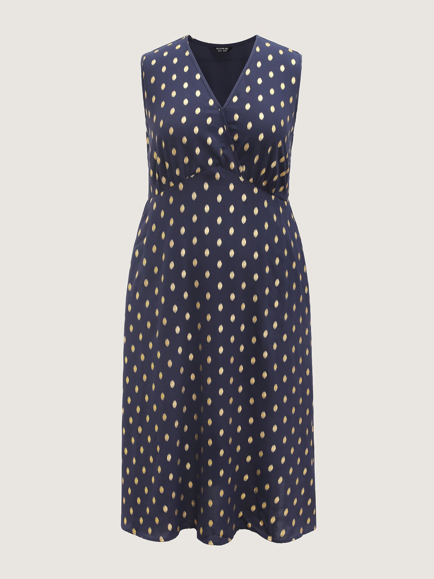 Gold Polka Dots Waist-Defining Midi Dress